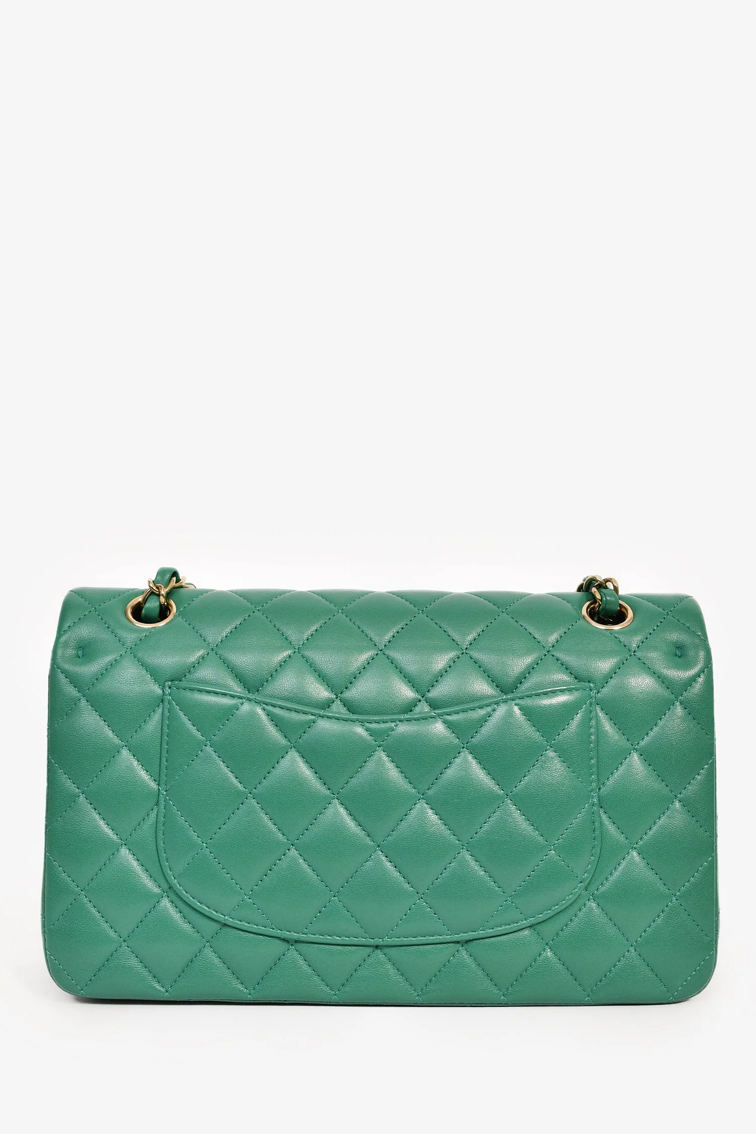 Pre-Loved Chanel™ 2022 Dark Green Lambskin Medium Classic Double Flap Shoulder Bag - Image 2