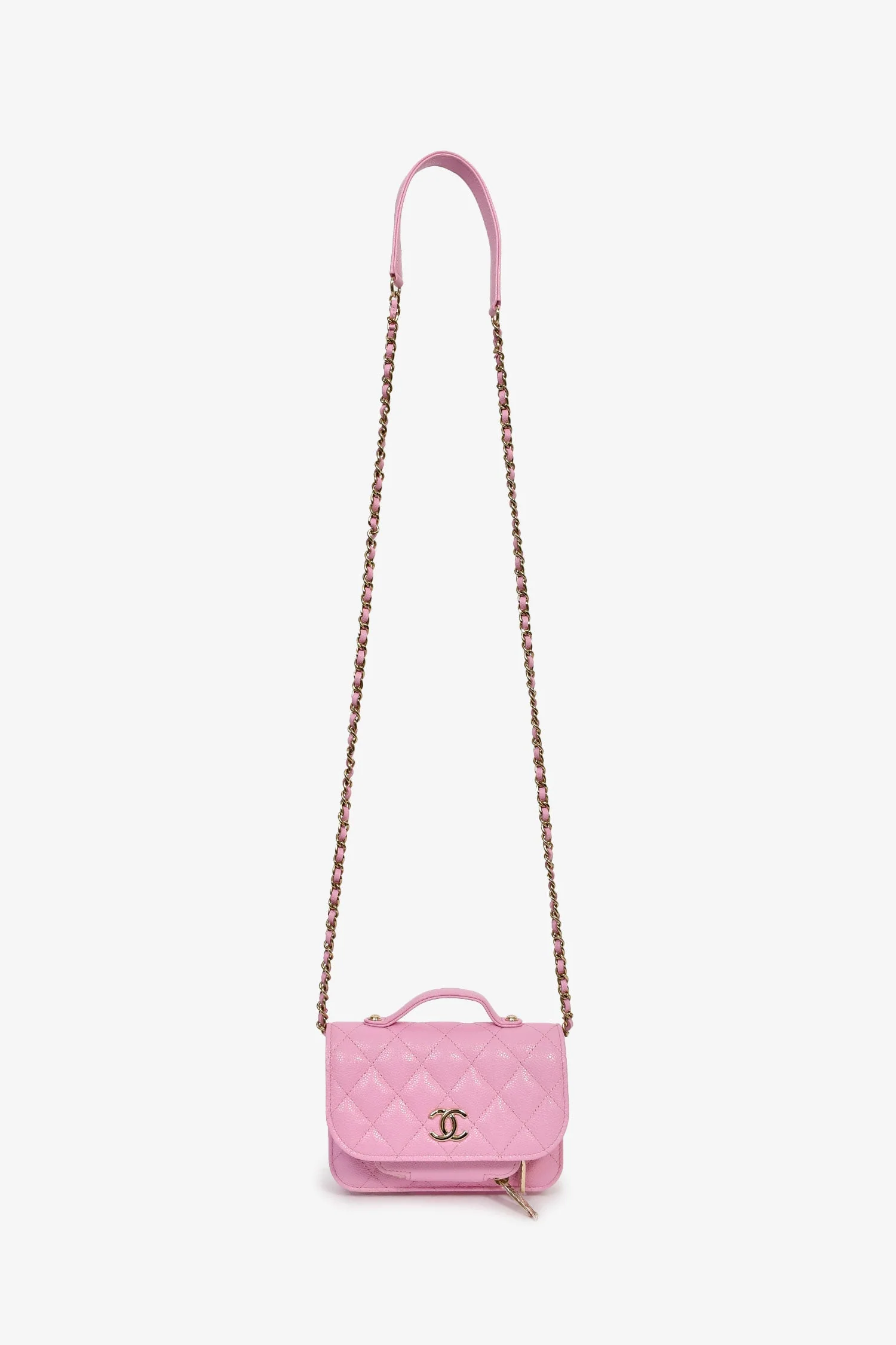 Pre-Loved Chanel™ 2022+ Lilac Caviar Leather Business Affinity Clutch On Chain - Image 7