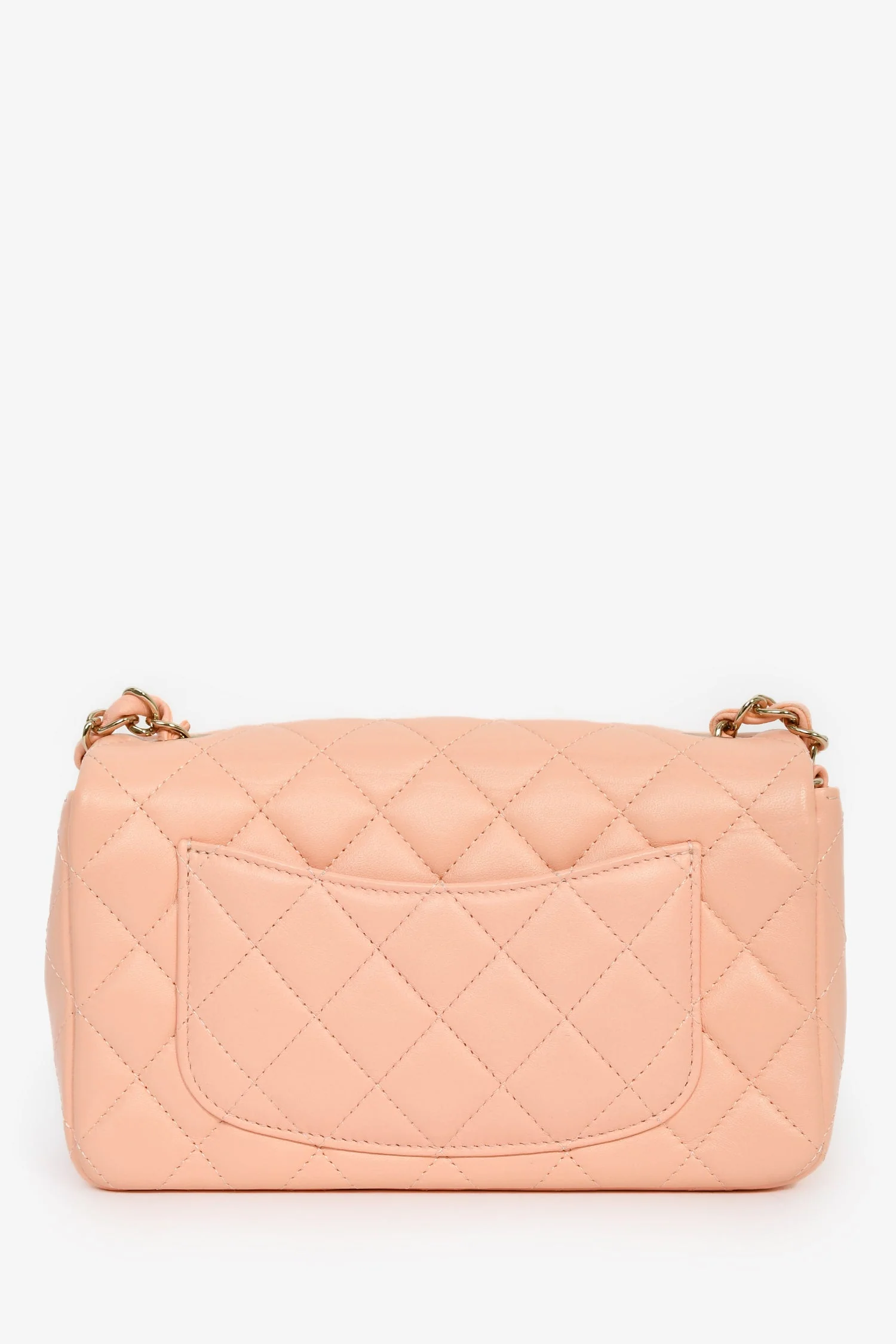 Pre-Loved Chanel™ 2022+ Peach-Pink Lambskin Mini Rectangle Classic Flap Bag - Image 2