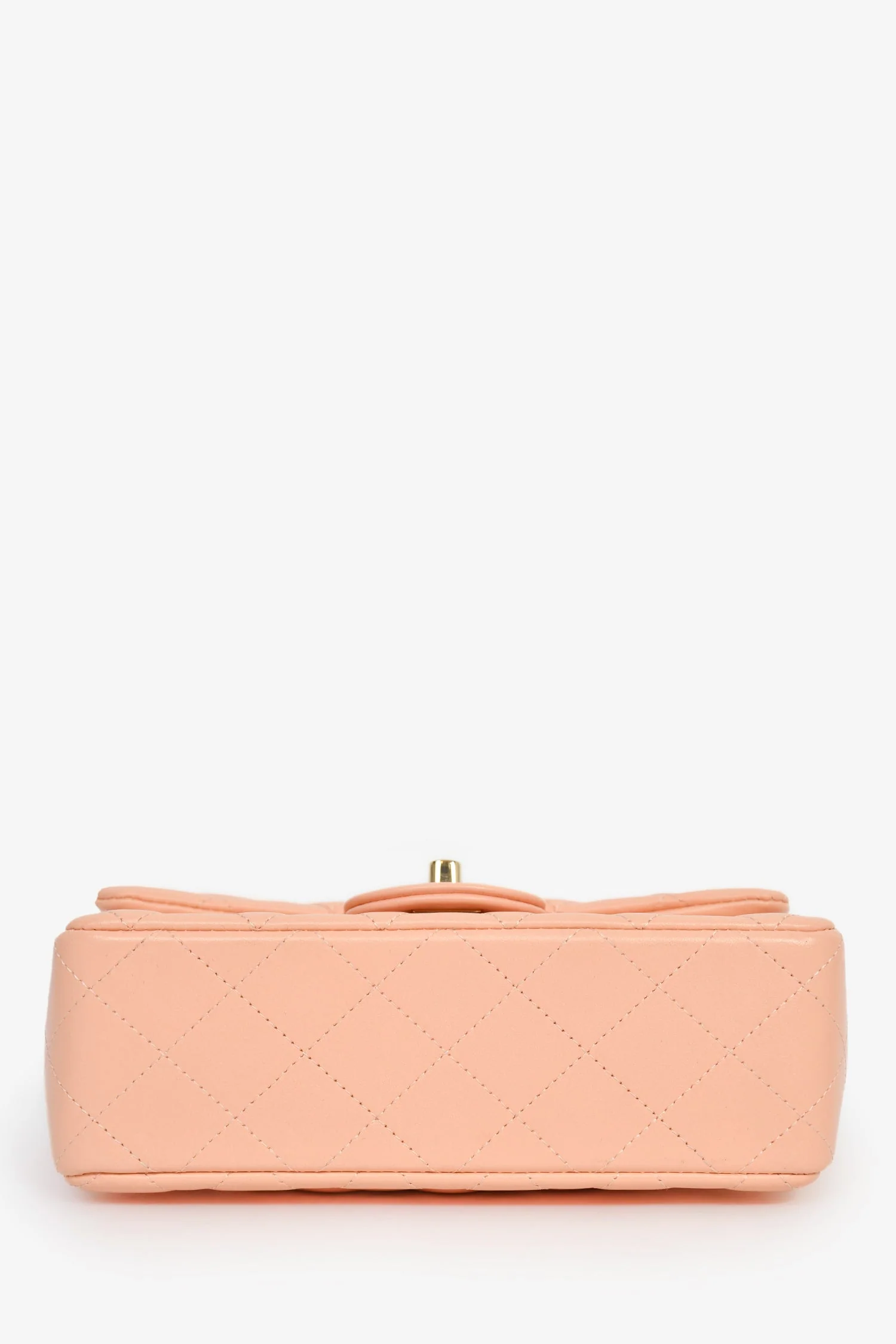 Pre-Loved Chanel™ 2022+ Peach-Pink Lambskin Mini Rectangle Classic Flap Bag - Image 5