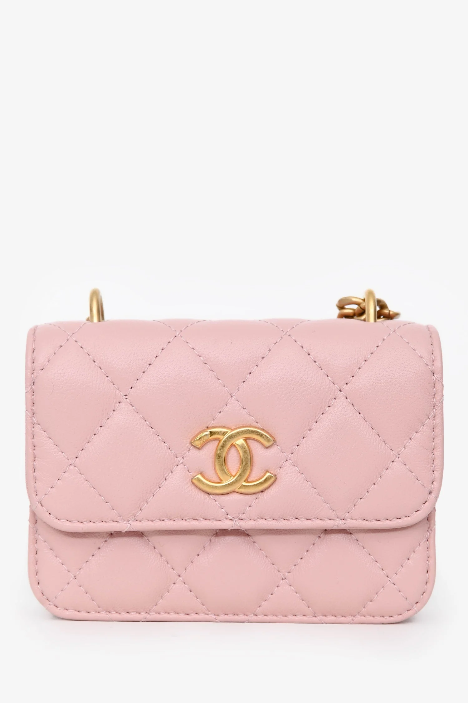 Pre-Loved Chanel™ 2022+ Pink Leather Mini Classic Clutch Crossbody Bag
