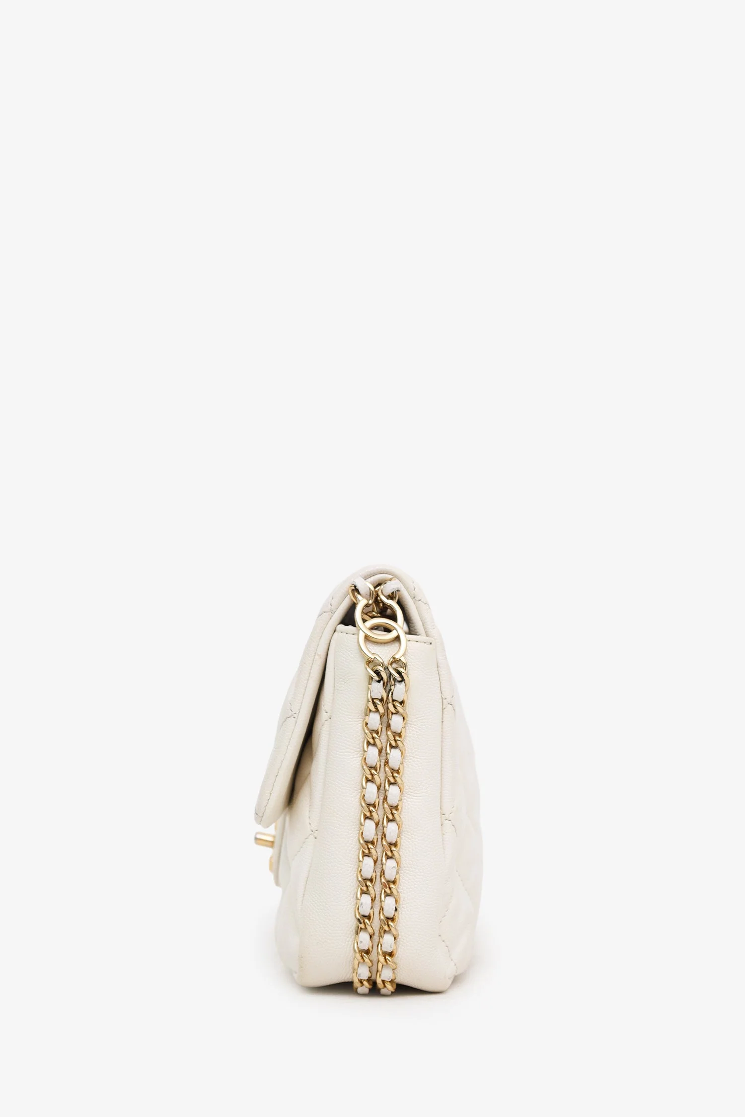 Chanel™ 2022 White Caviar Quilted Leather Small CC You Flap Bag (Pre-Loved ) - Image 4