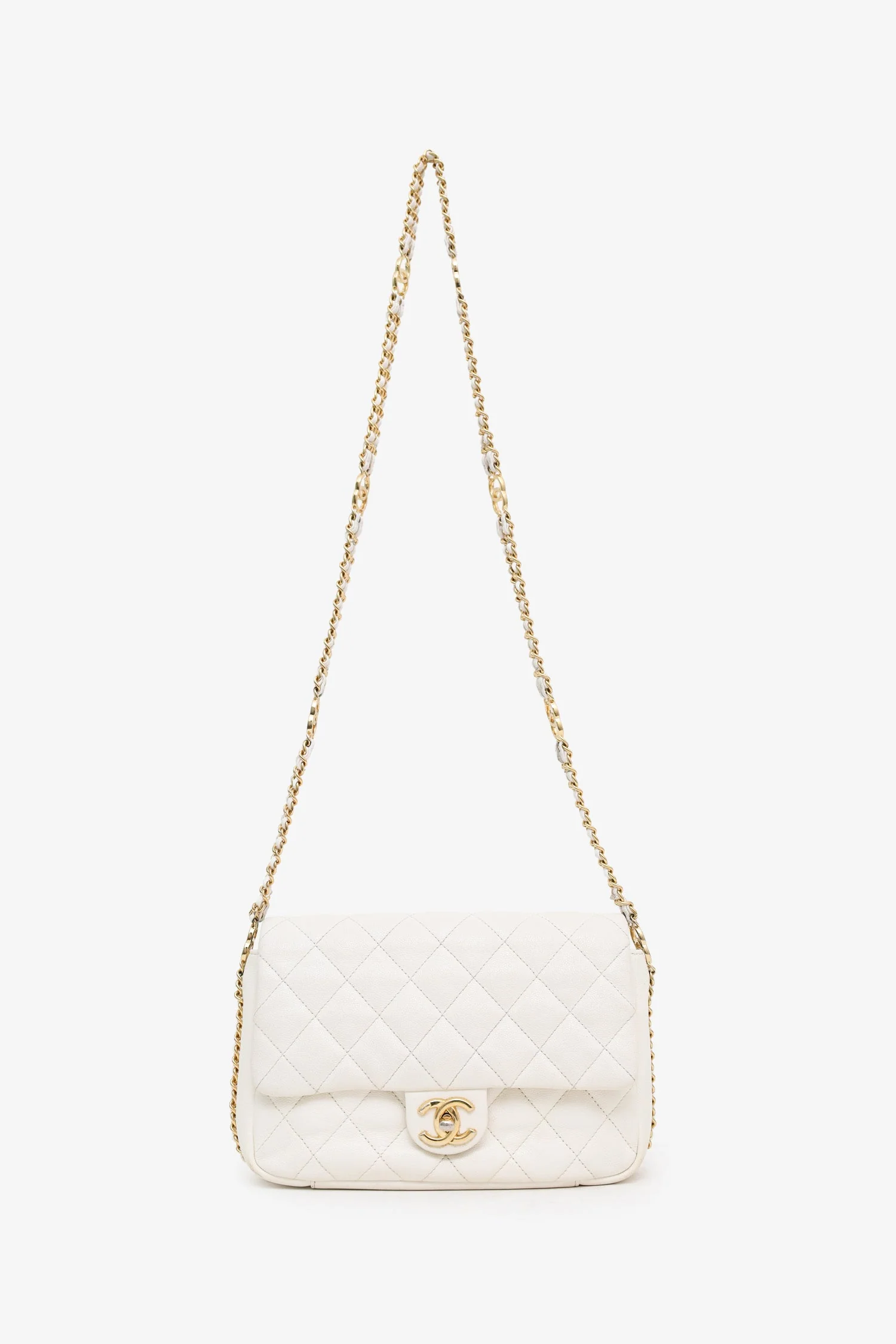 Chanel™ 2022 White Caviar Quilted Leather Small CC You Flap Bag (Pre-Loved ) - Image 6