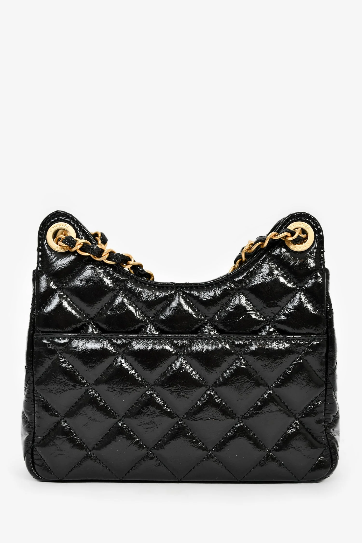 Pre-Loved Chanel™ 2023 Black Patent Leather 'Wavy' CC Shoulder Bag - Image 2