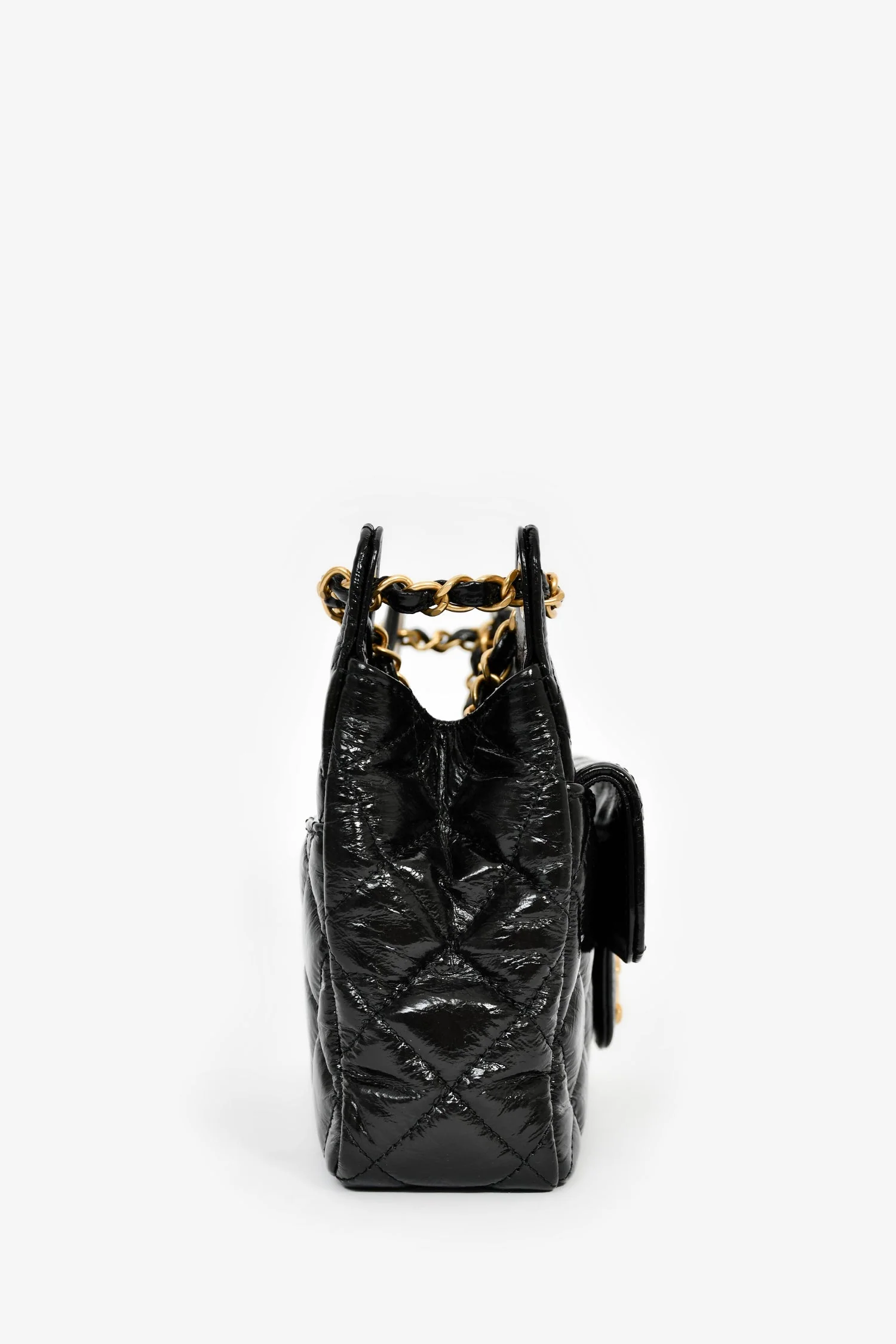 Pre-Loved Chanel™ 2023 Black Patent Leather 'Wavy' CC Shoulder Bag - Image 3