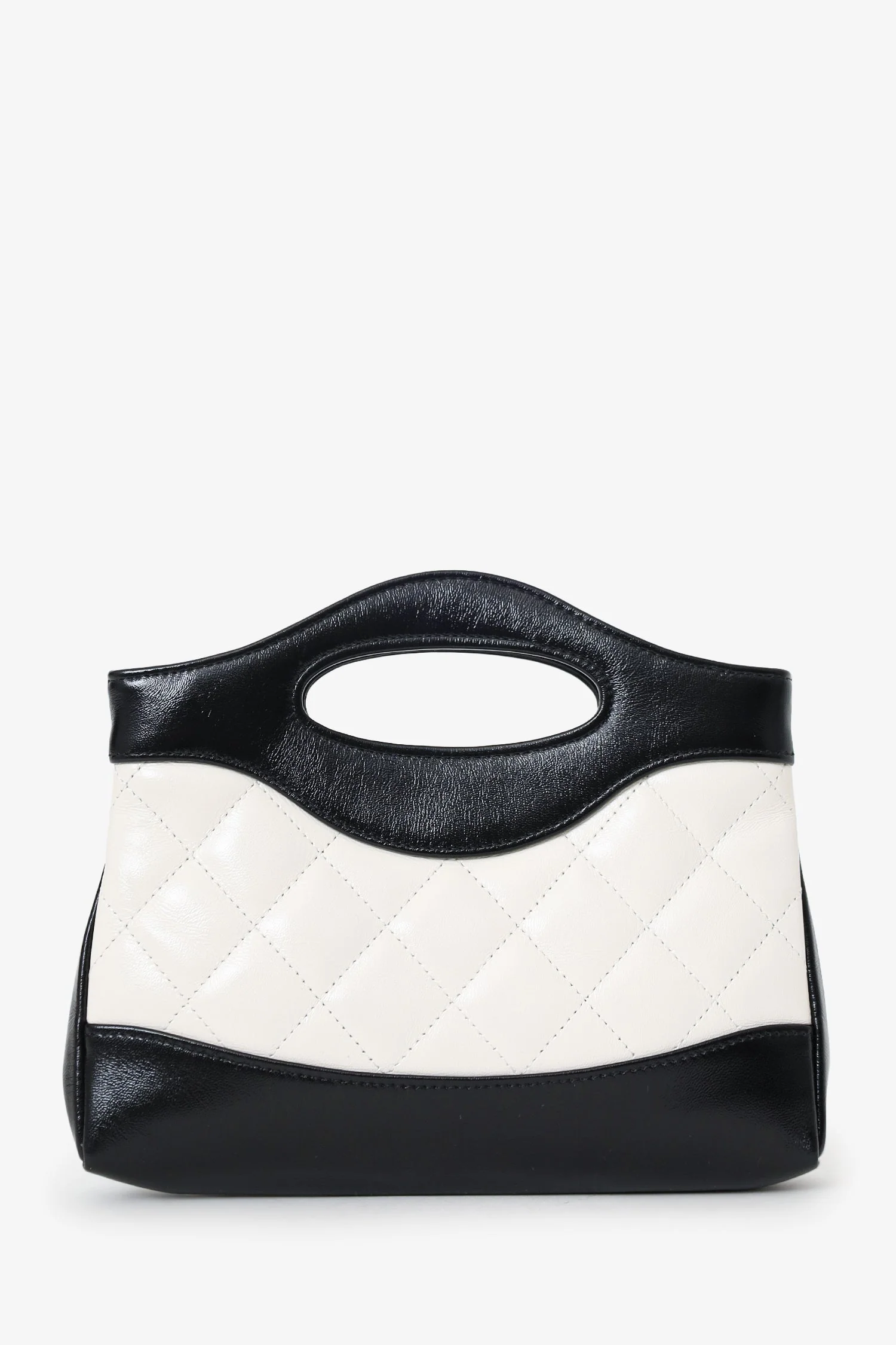 Pre-Loved Chanel™ 2023 Black/White Shiny Crumpled Calfskin Quilted Nano 31 Shopping Bag - Image 2