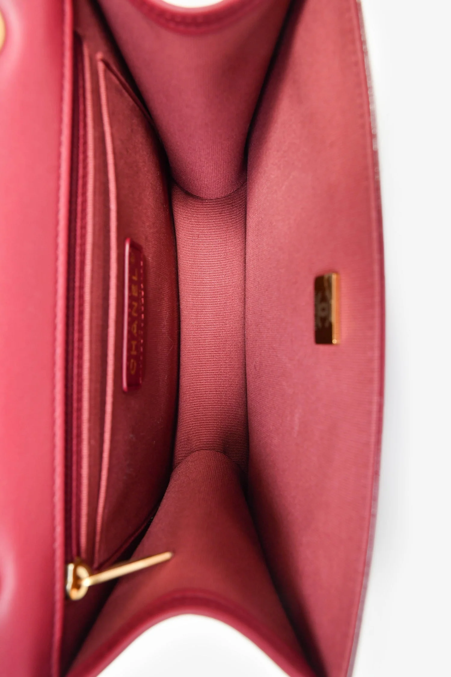 Pre-Loved Chanel™ 2023 Raspberry Patent Quilted Leather Square Chain Bag - Image 6