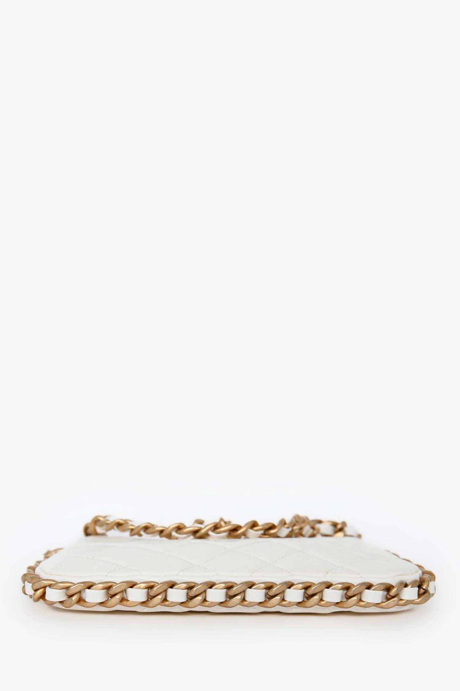Chanel™ 2023 White Leather Mini Chain CC Round Hobo Bag GHW - Image 5