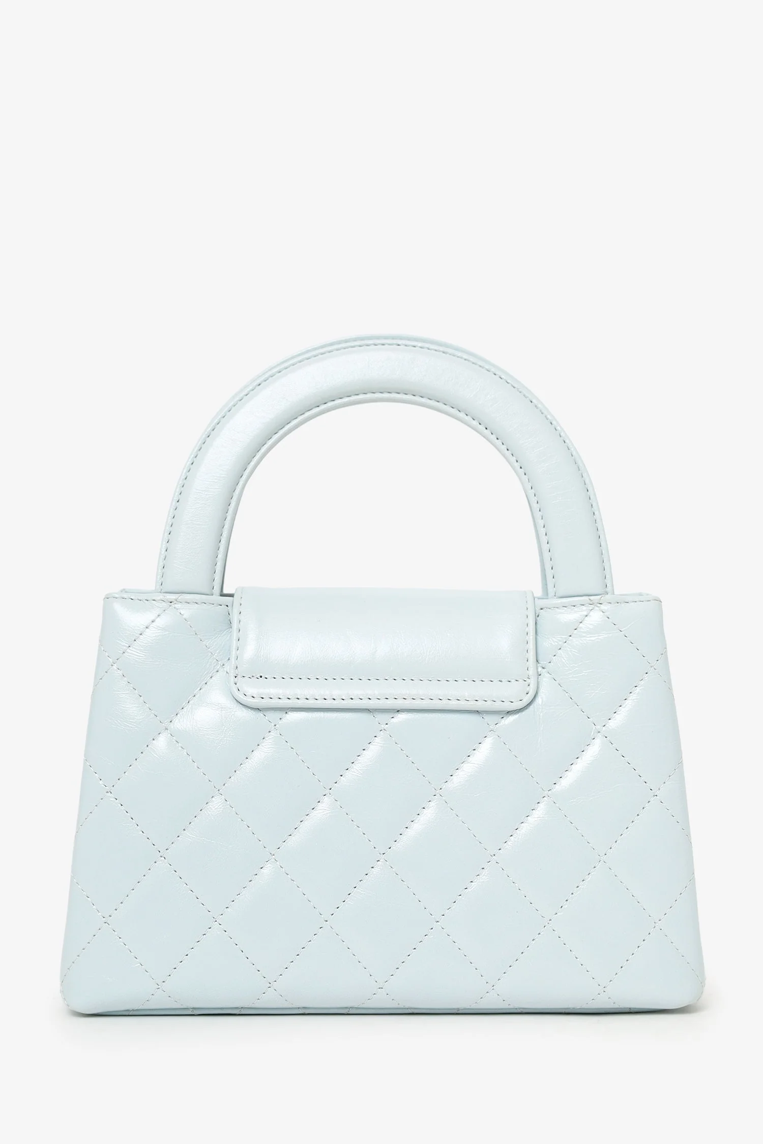 Pre-Loved Chanel™ 2024 Baby Blue Shiny Aged Calfskin Quilted Mini Kelly Shopper - Image 2
