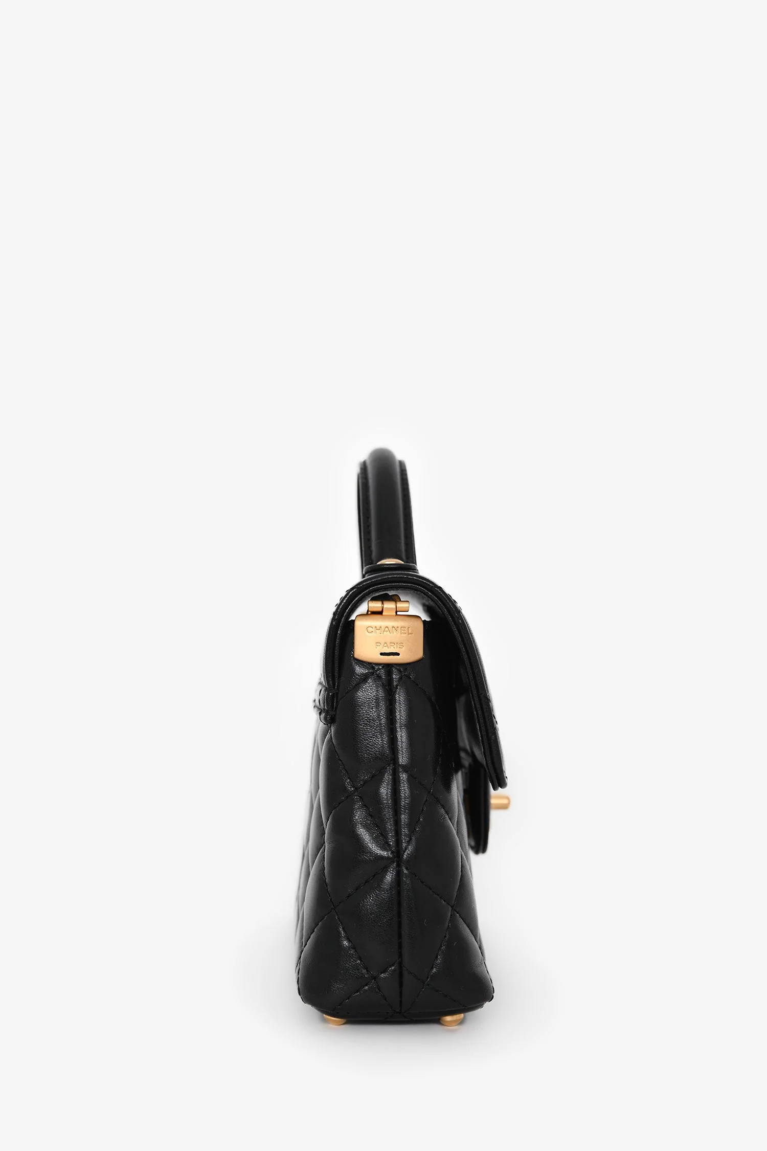 Chanel™ 2025 Black Lambskin Mini Top Handle Chain Bag - Image 3