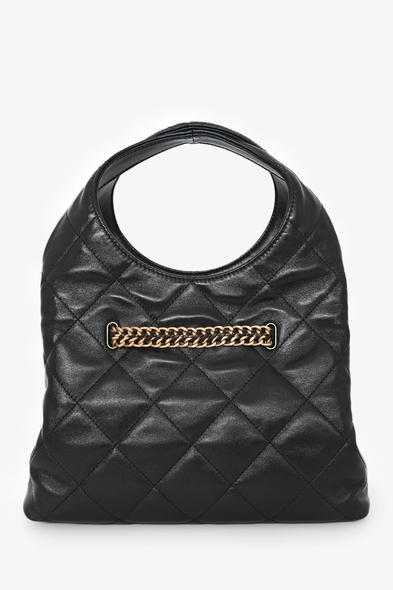 Pre-Loved Chanel™ 2025 Black Lambskin Small 25 Quilted Chain Buckle Bag - Image 2