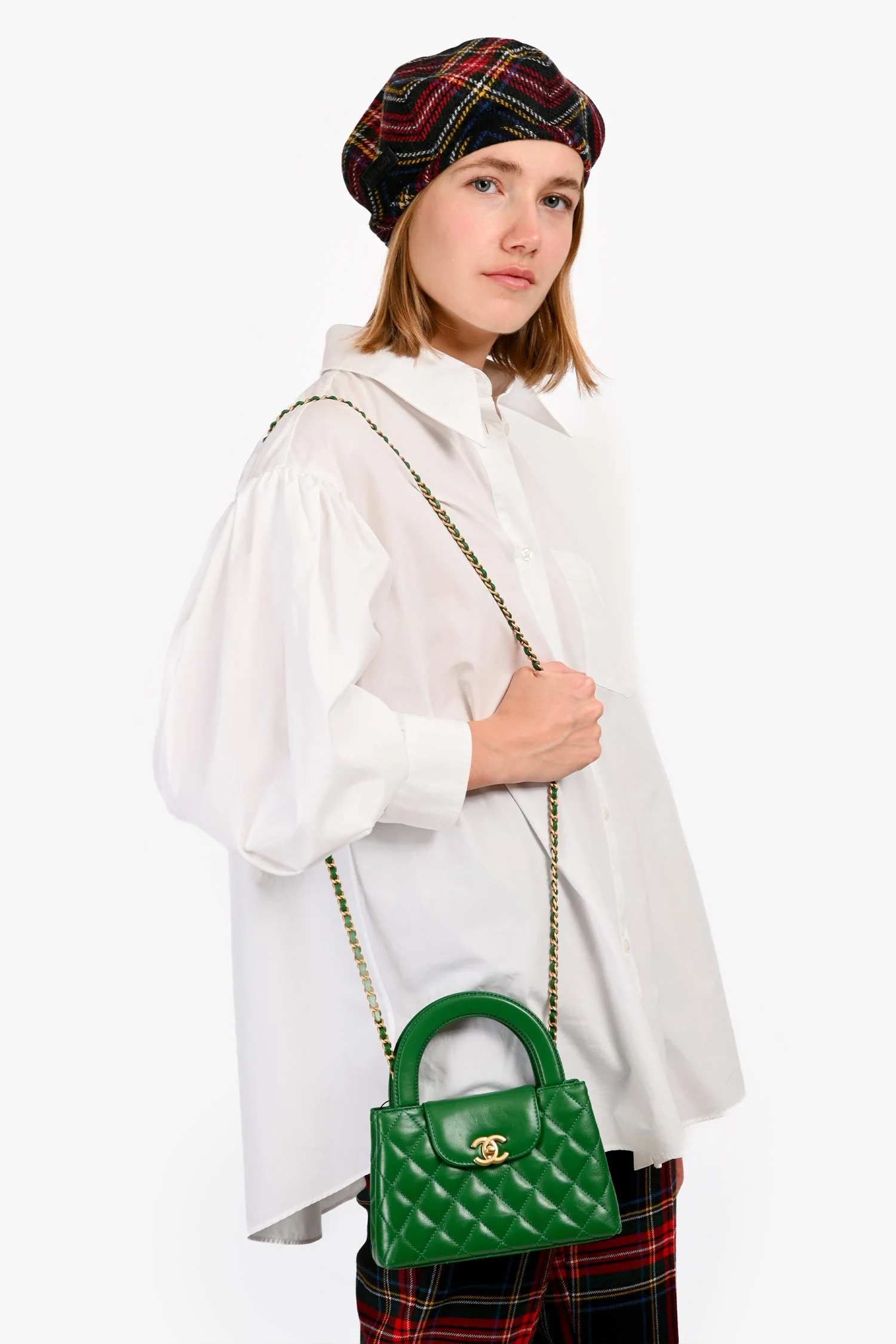 Pre-Loved Chanel™ 2025 Emerald Green Mini Kelly Shopper Tote - Image 8