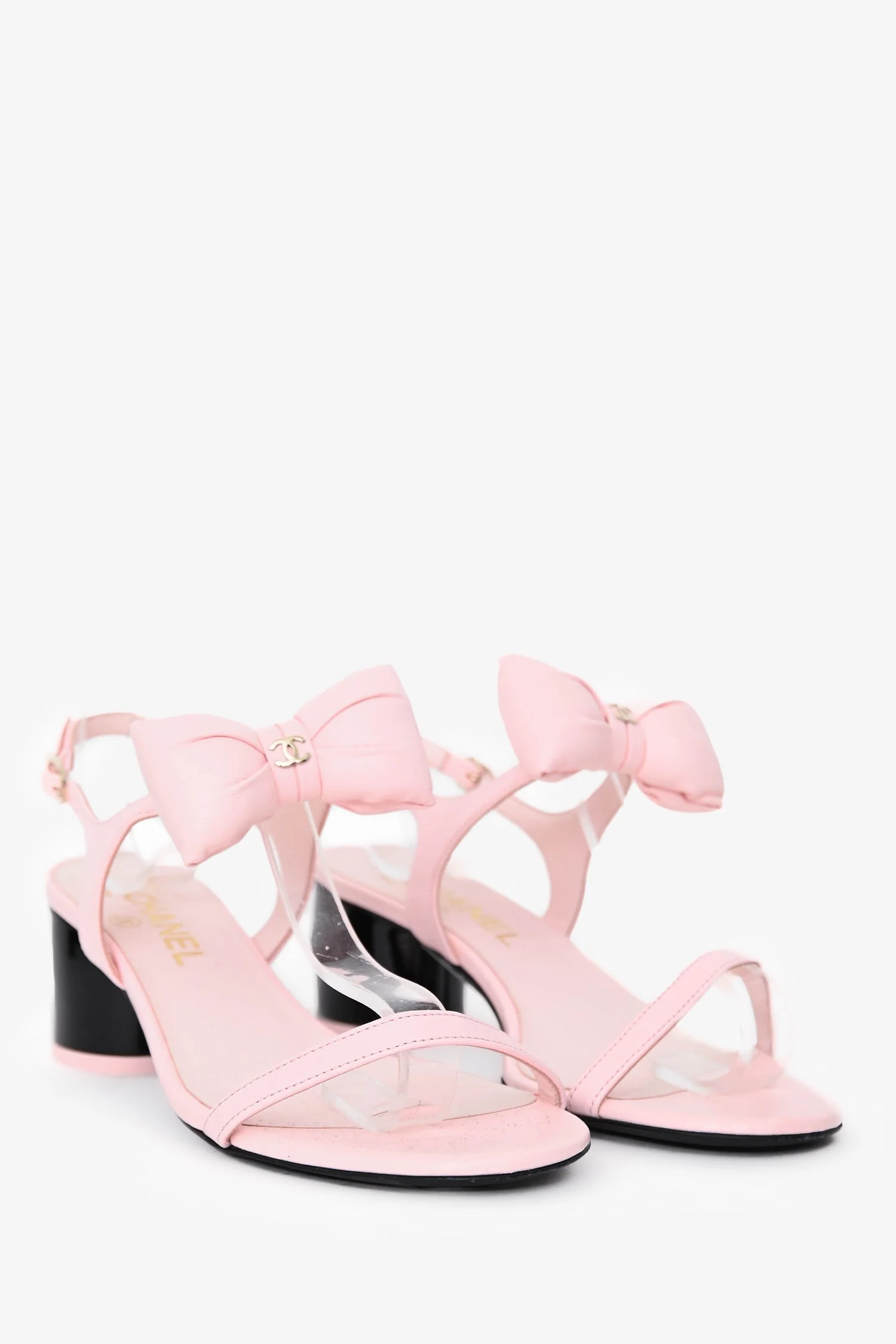 Pre-Loved Chanel™ 2025 Pink Lambskin Bow Sandals Size 37 - Image 2