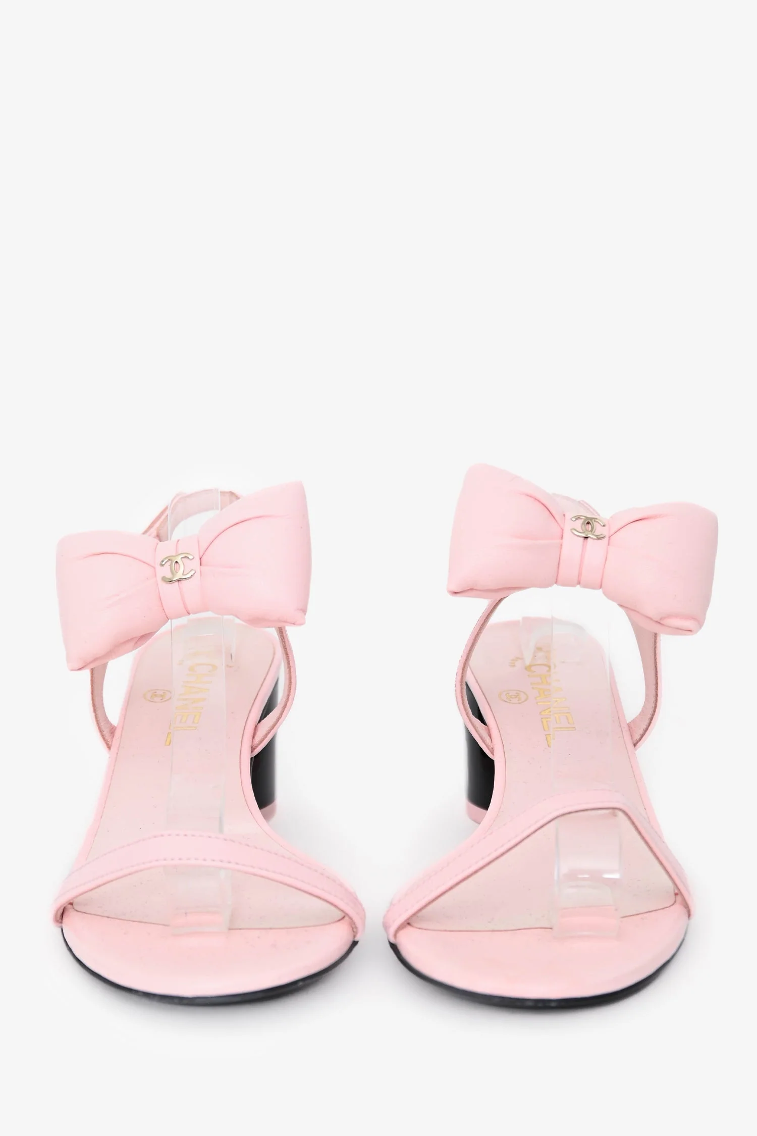 Pre-Loved Chanel™ 2025 Pink Lambskin Bow Sandals Size 37 - Image 3