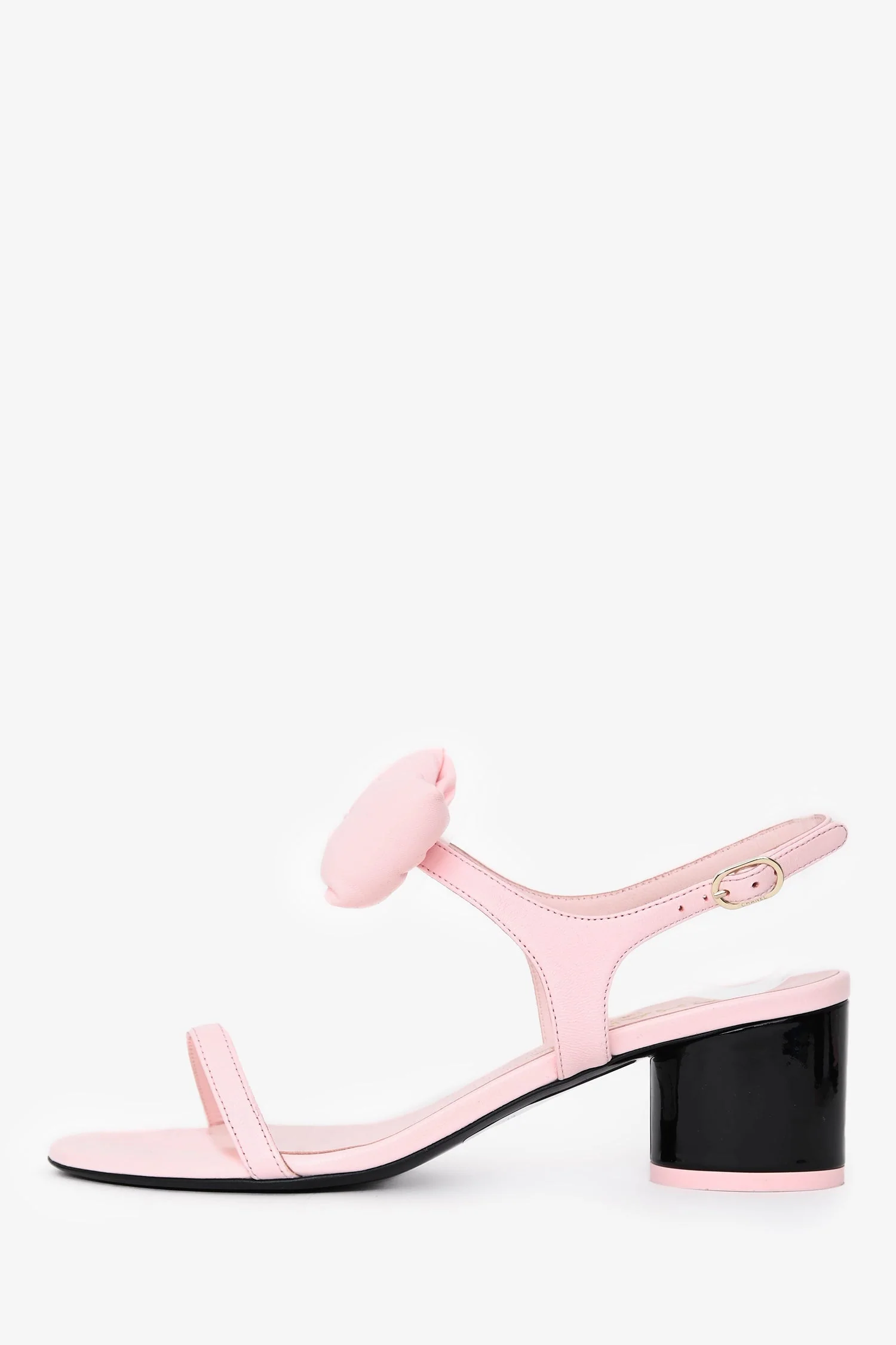 Pre-Loved Chanel™ 2025 Pink Lambskin Bow Sandals Size 37 - Image 4