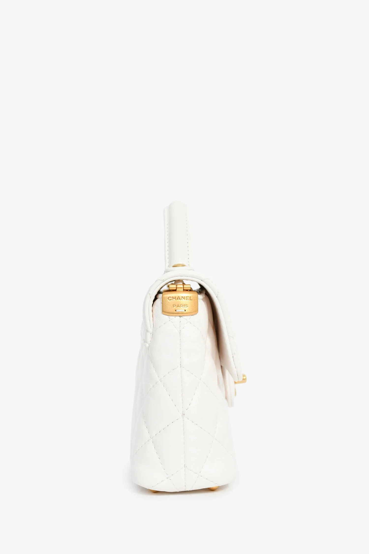 Pre-Loved Chanel™ 2025 White Lambskin Mini Rectangle Top Handle - Image 3
