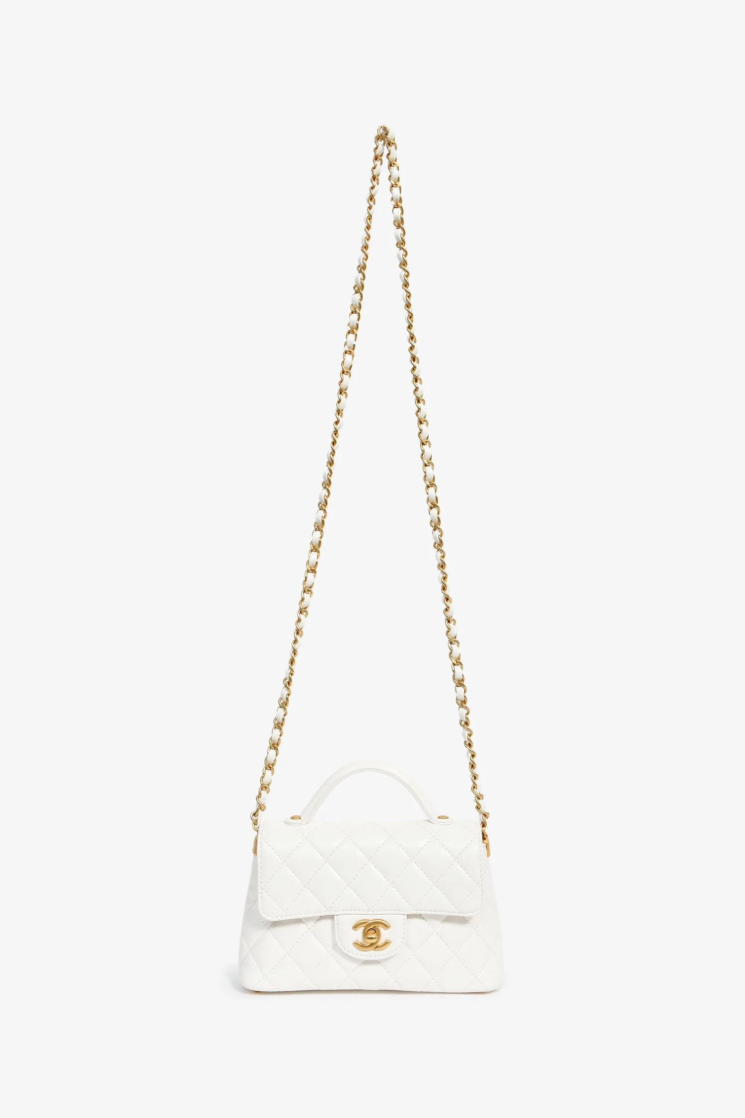 Pre-Loved Chanel™ 2025 White Lambskin Mini Rectangle Top Handle - Image 7