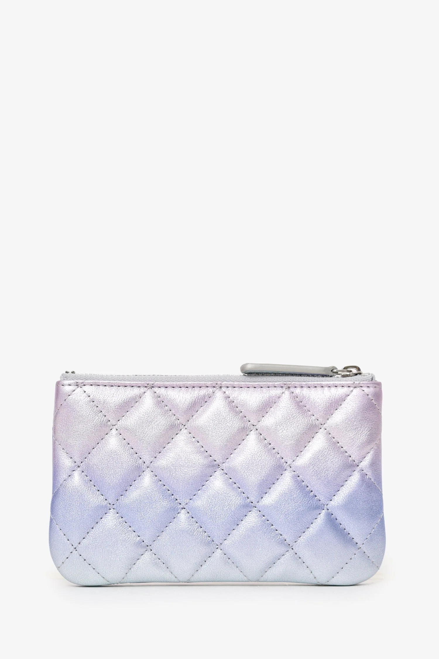 Pre-Loved Chanel™ 21K Iridescent Ombre Purple Leather Mini O-case Pouch - Image 2