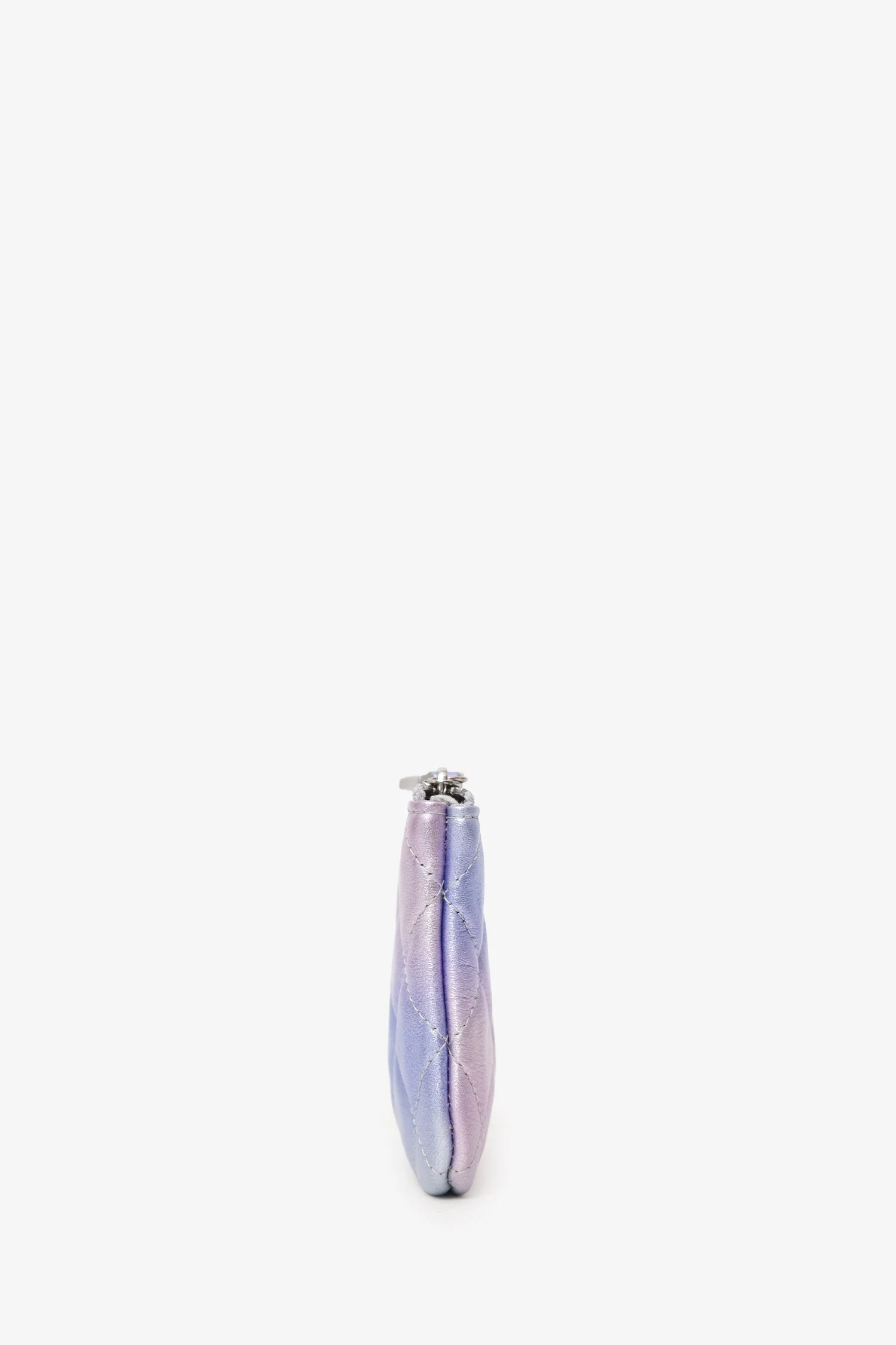 Pre-Loved Chanel™ 21K Iridescent Ombre Purple Leather Mini O-case Pouch - Image 3