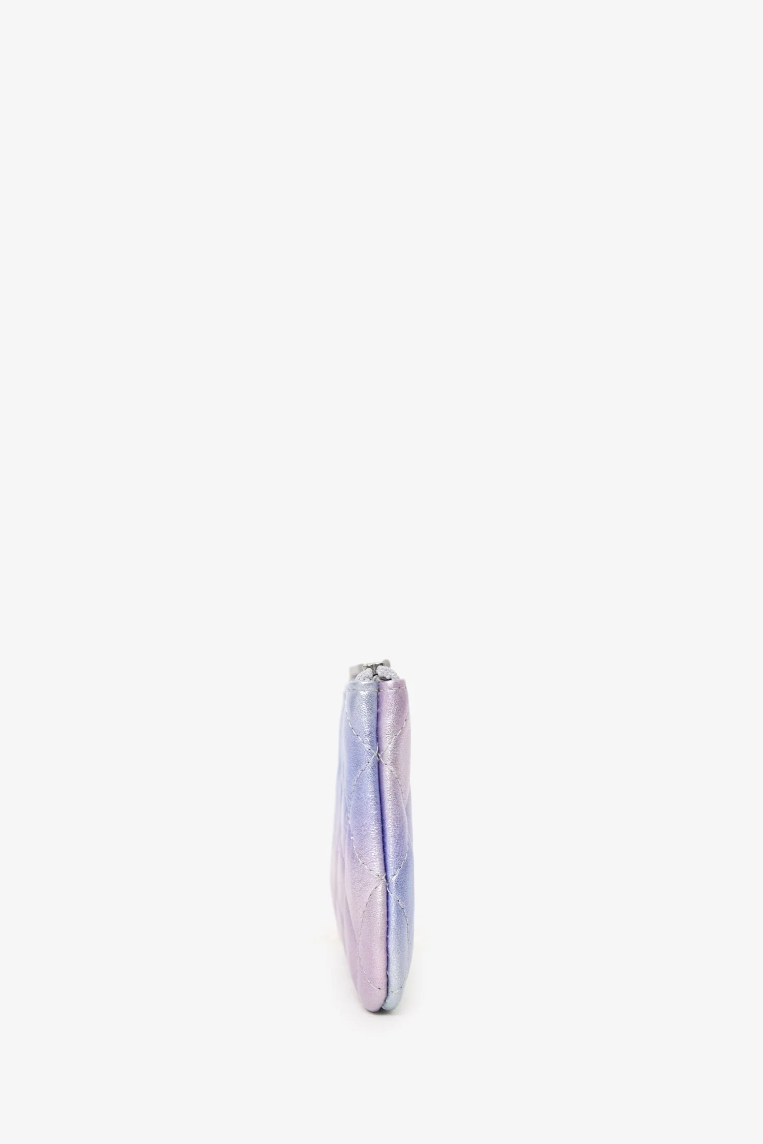 Pre-Loved Chanel™ 21K Iridescent Ombre Purple Leather Mini O-case Pouch - Image 4