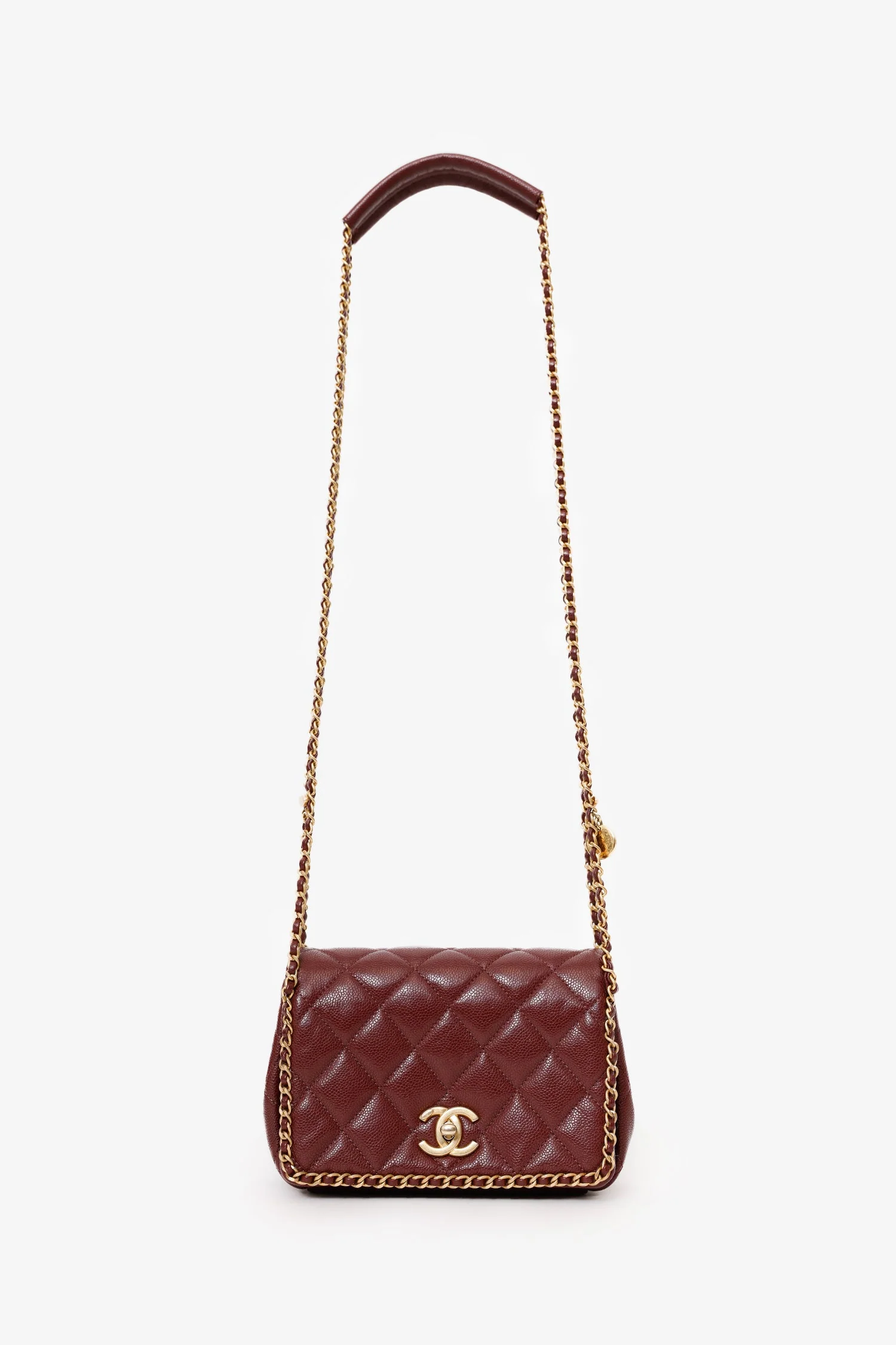 Pre-Loved Chanel™ 22B Burgundy Caviar Never Ending Chain Flap Bag - Image 8
