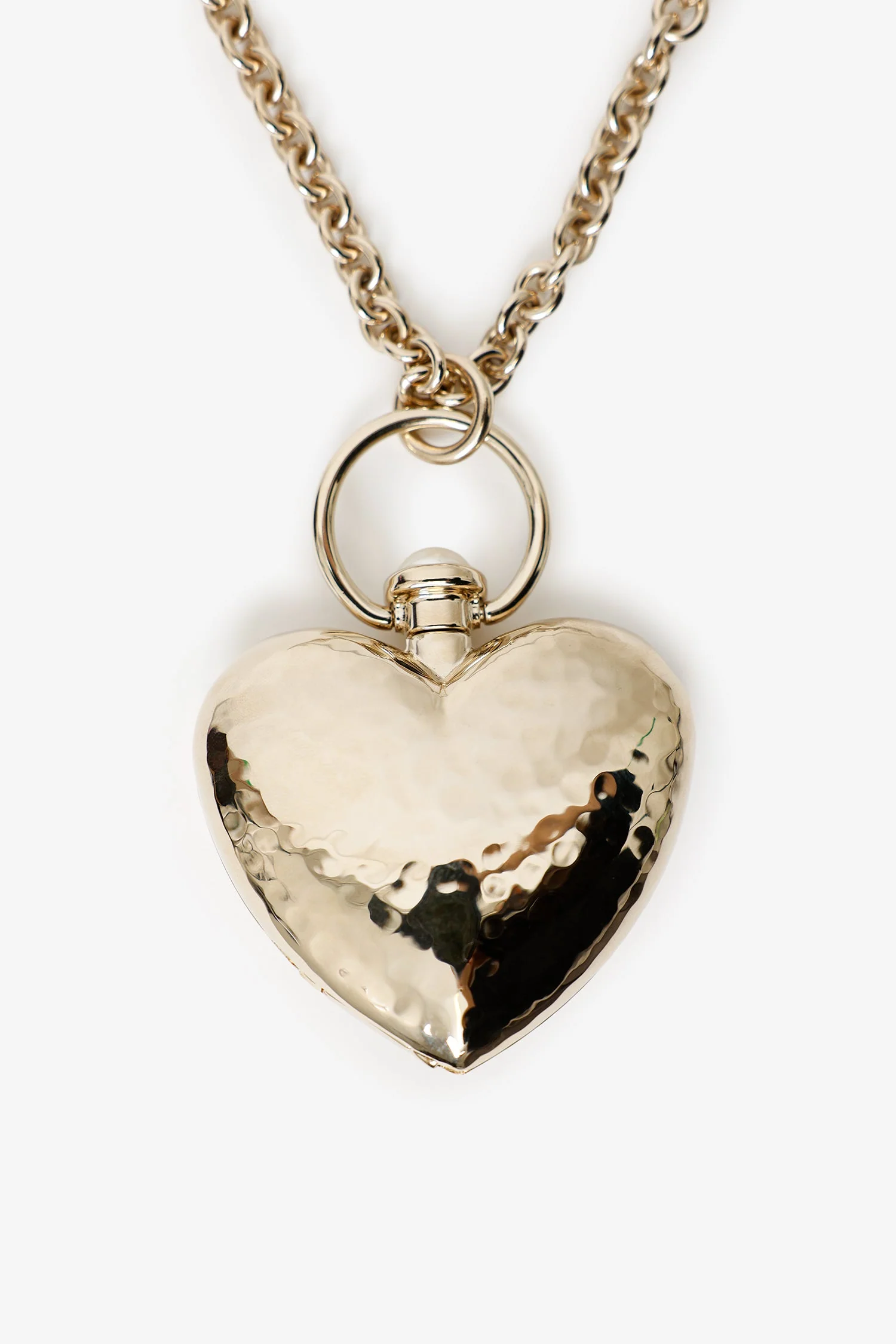 Pre-Loved Chanel™ 22C Gold tone Pearl Puff Heart Locket Necklace - Image 4