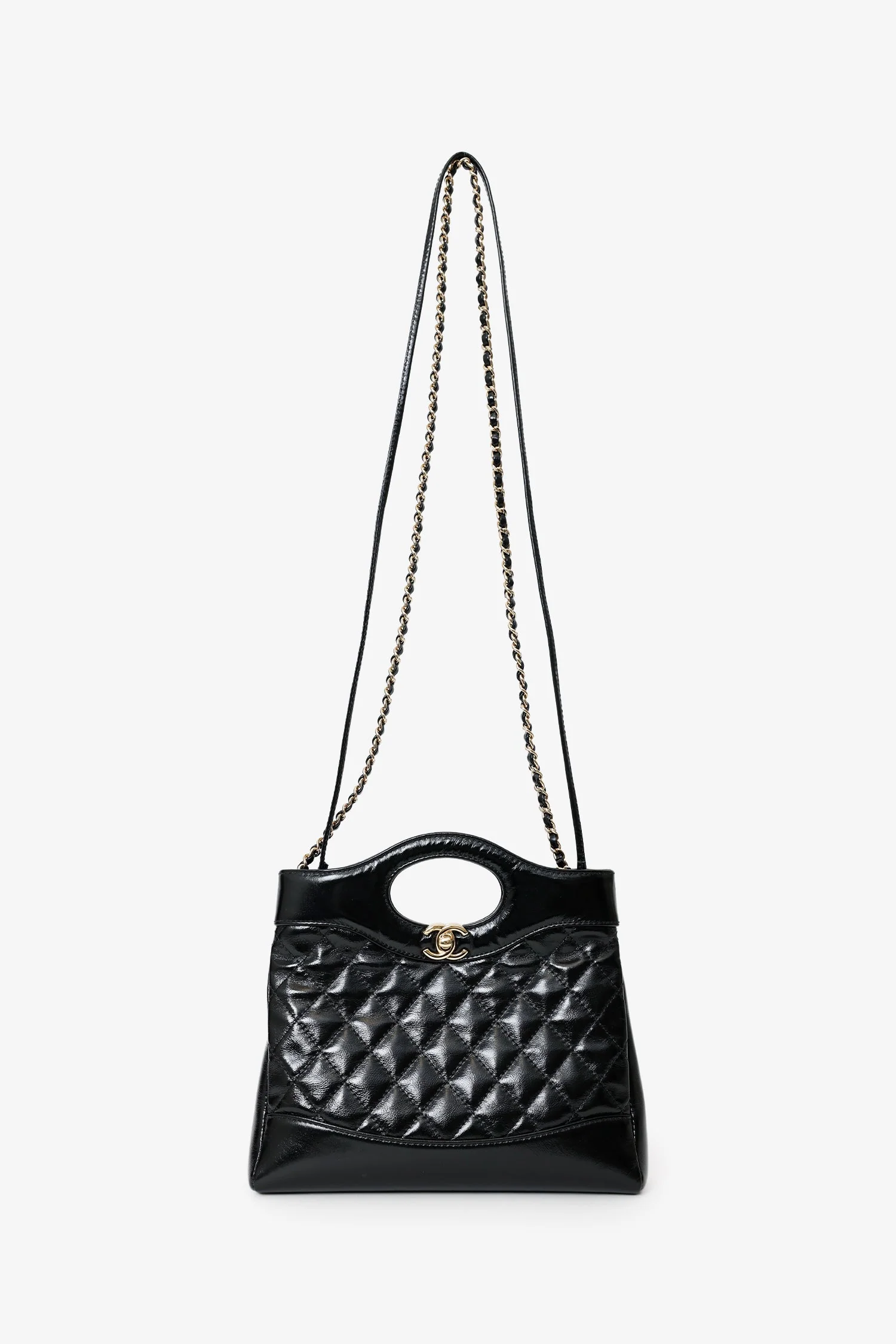 Pre-Loved Chanel™ 23A Black Calfskin Mini 31 Shopping Tote - Image 6