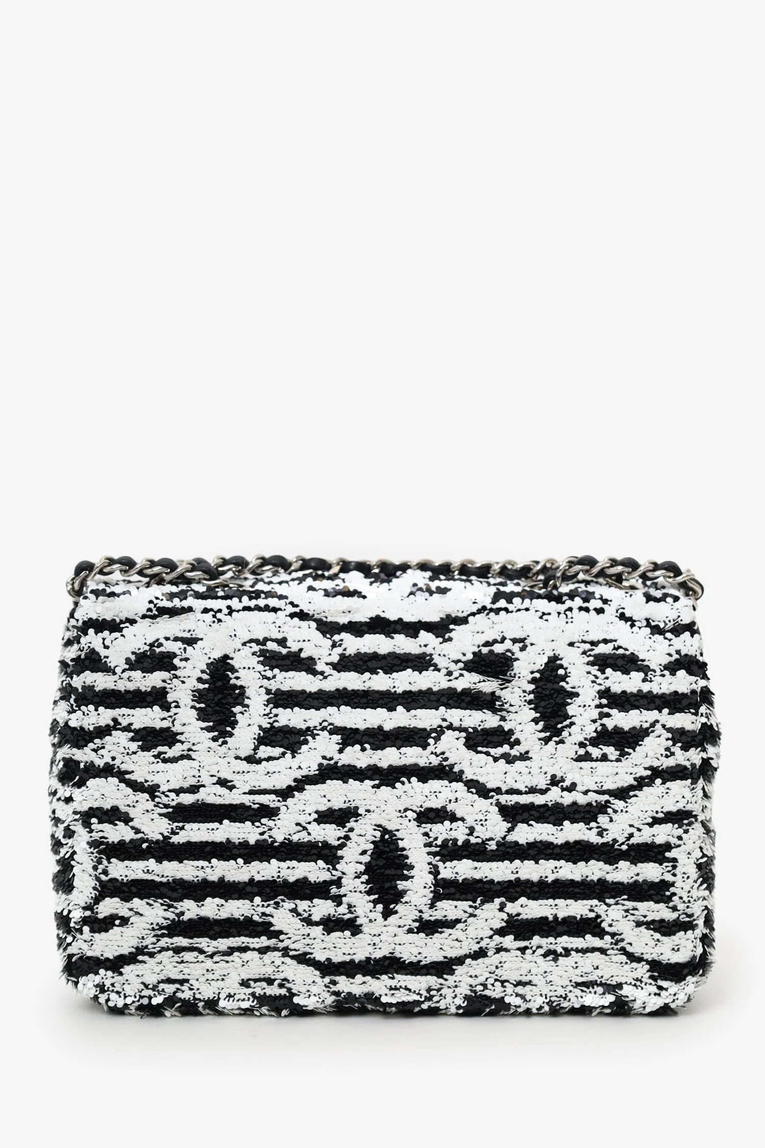 Pre-Loved Chanel™ 24S Black/White Sequins CC Mini Single Flap Bag - Image 2