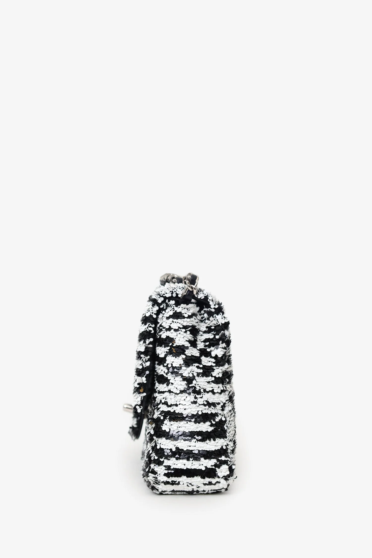 Pre-Loved Chanel™ 24S Black/White Sequins CC Mini Single Flap Bag - Image 4