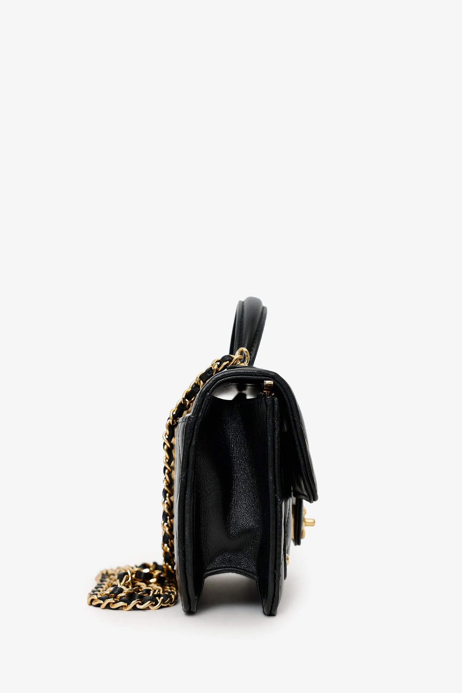 Pre-Loved Chanel™ 25B Black Lambskin Quilted Top Handle Wallet On Chain - Image 2