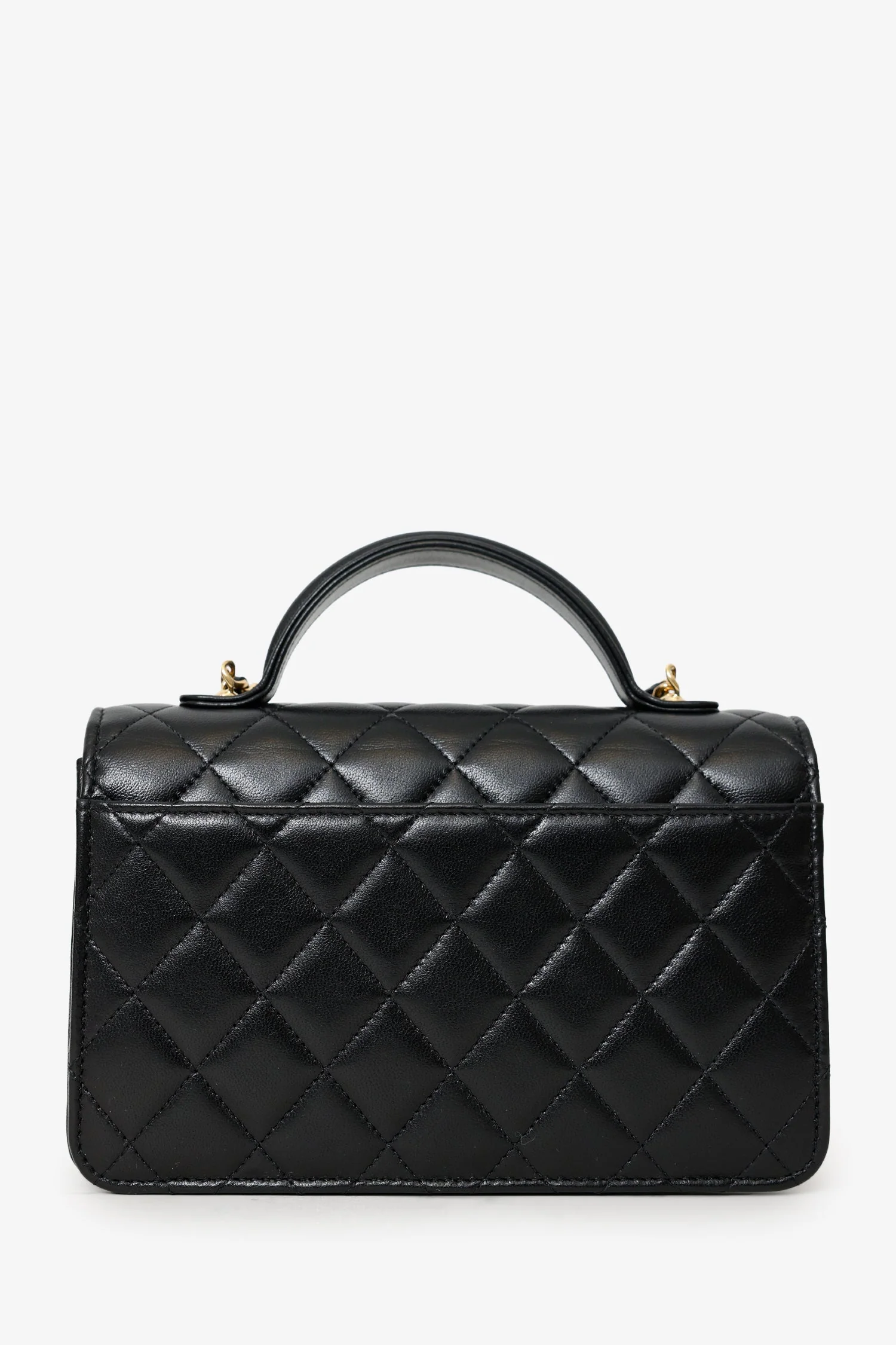 Pre-Loved Chanel™ 25B Black Lambskin Quilted Top Handle Wallet On Chain - Image 3