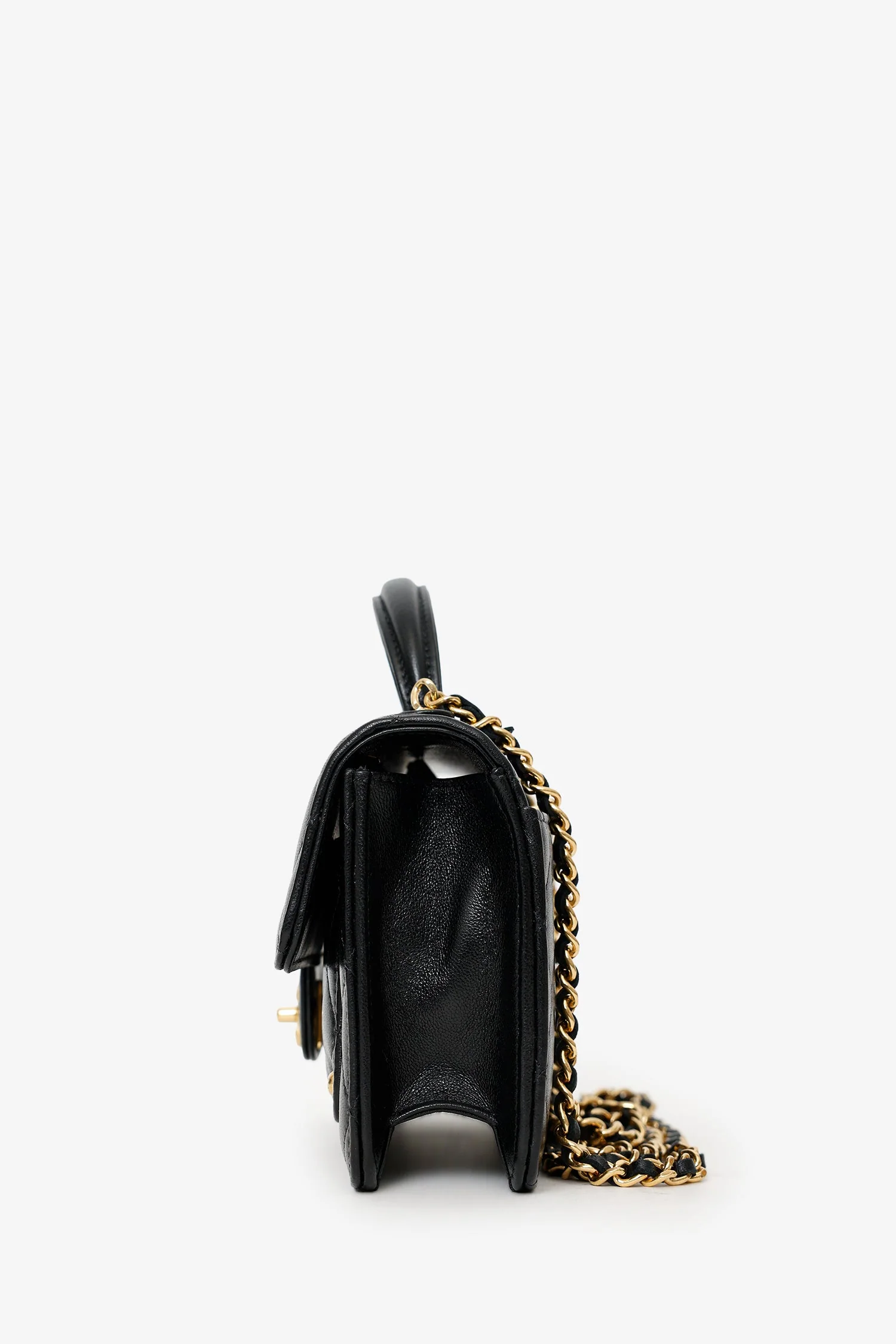 Pre-Loved Chanel™ 25B Black Lambskin Quilted Top Handle Wallet On Chain - Image 4