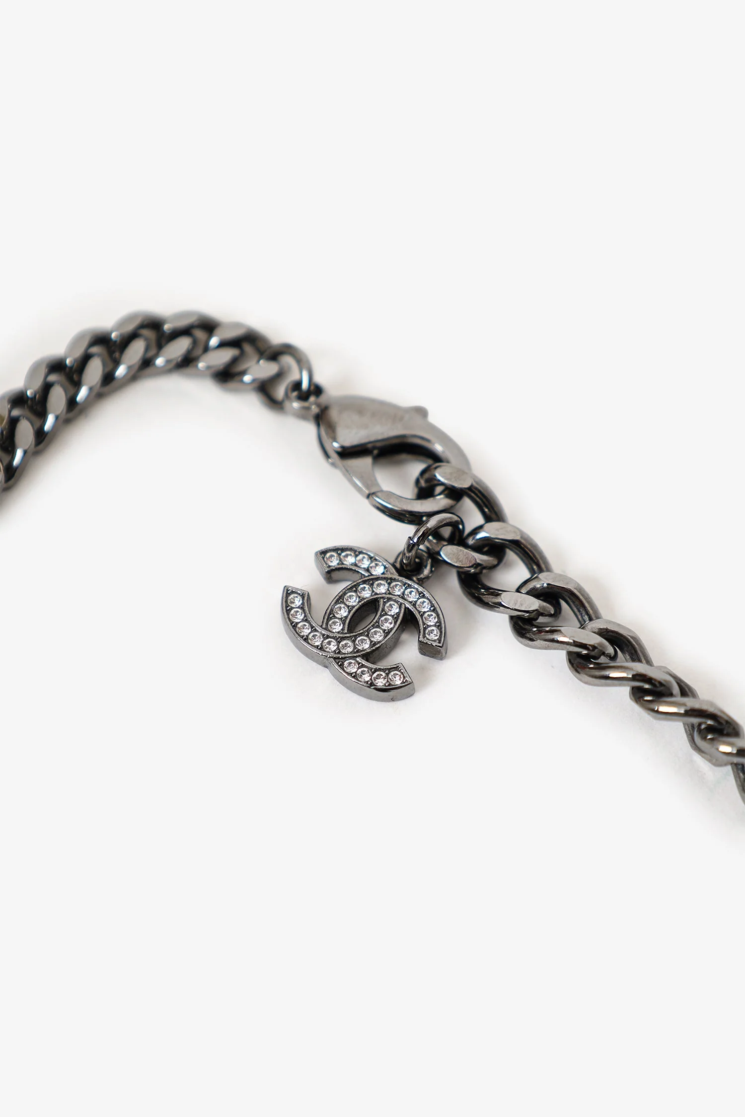 Pre-Loved Chanel™ B22 Hexagon Crystal Embellished CC Choker - Image 4