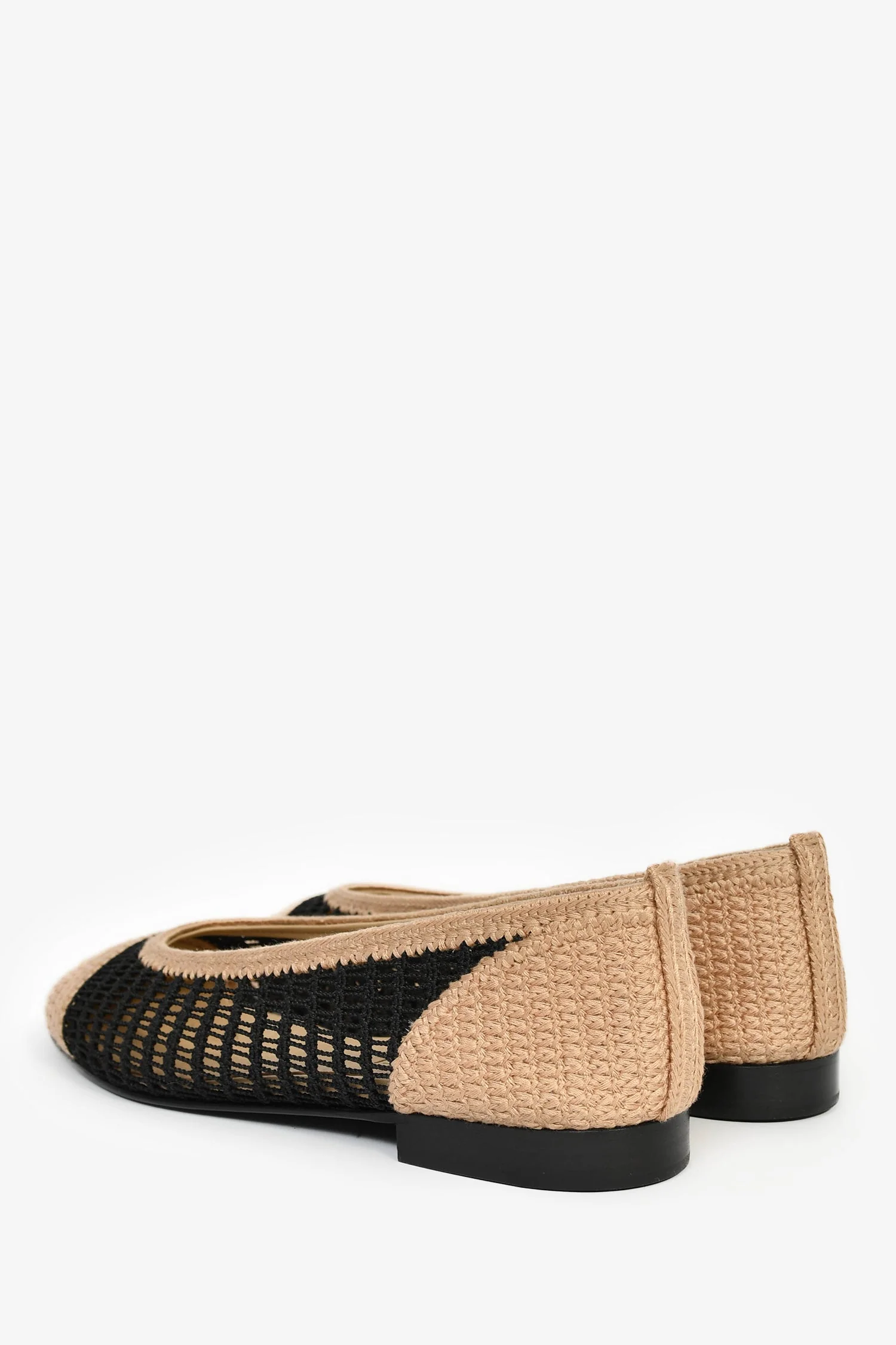 Pre-Loved Chanel™ Beige/Black Crochet Ballet Flats Size 38C - Image 5