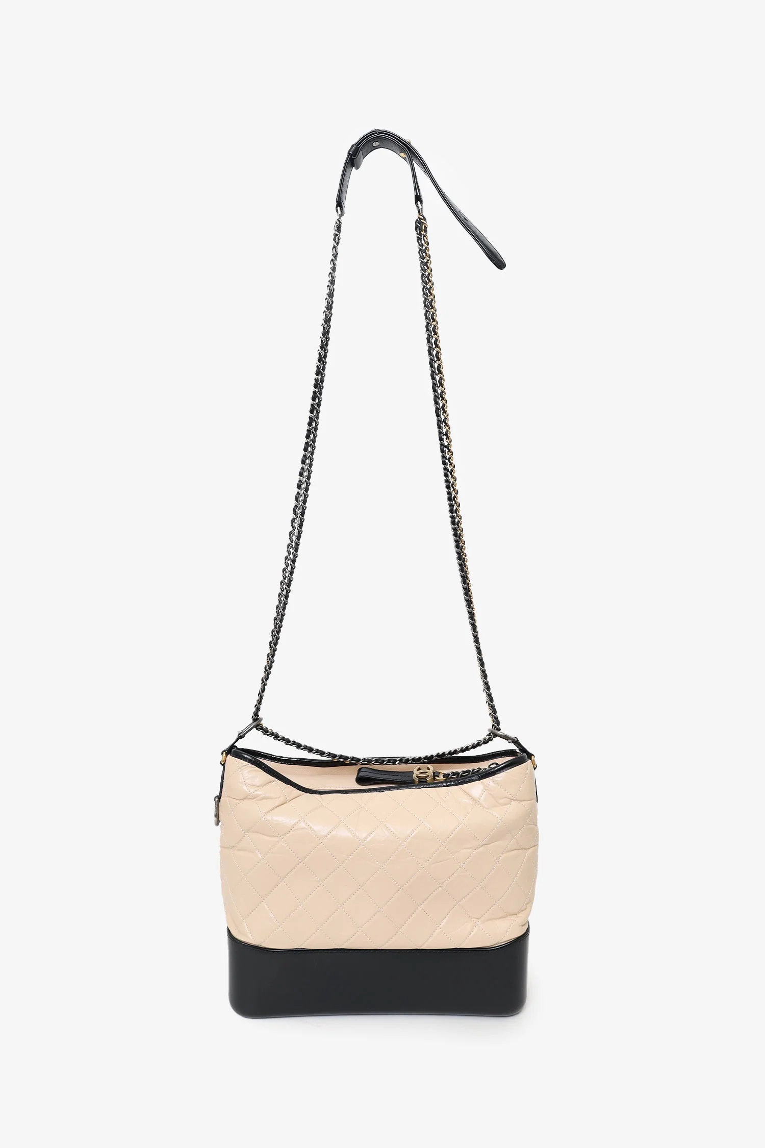 Pre-Loved Chanel™ Beige/Black Medium 'Gabrielle' Multichain Hobo Bag - Image 2