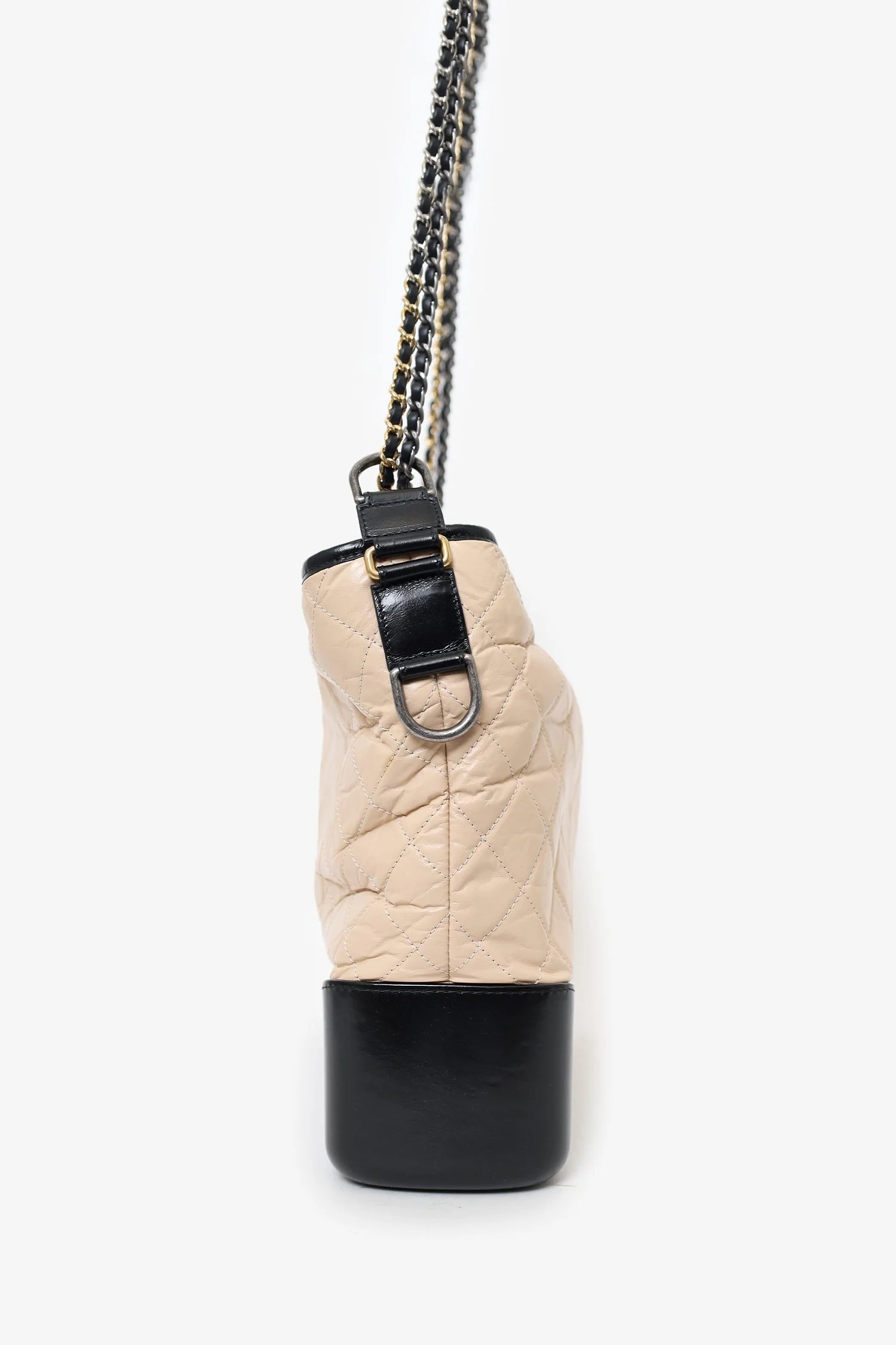 Pre-Loved Chanel™ Beige/Black Medium 'Gabrielle' Multichain Hobo Bag - Image 4