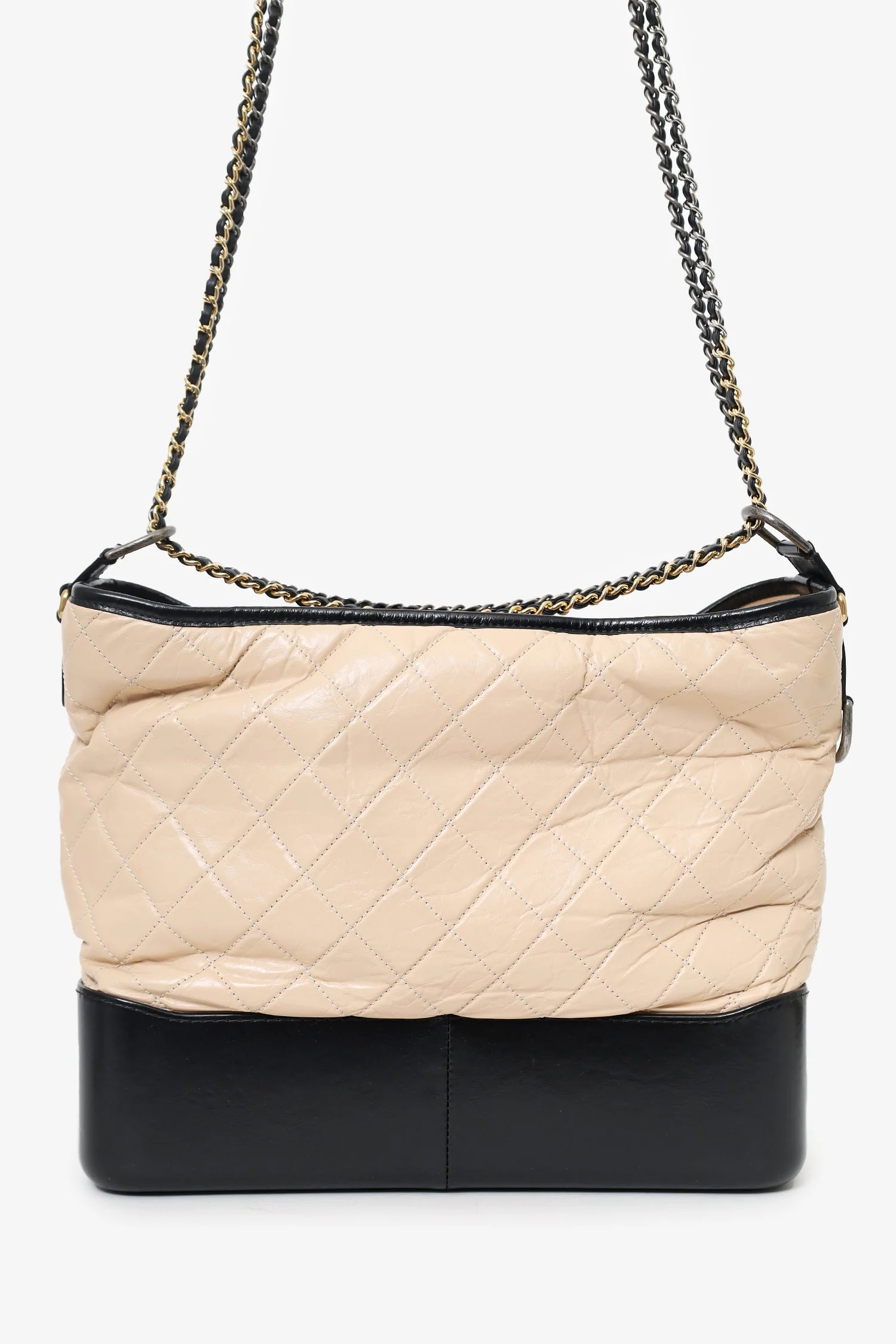 Pre-Loved Chanel™ Beige/Black Medium 'Gabrielle' Multichain Hobo Bag - Image 5