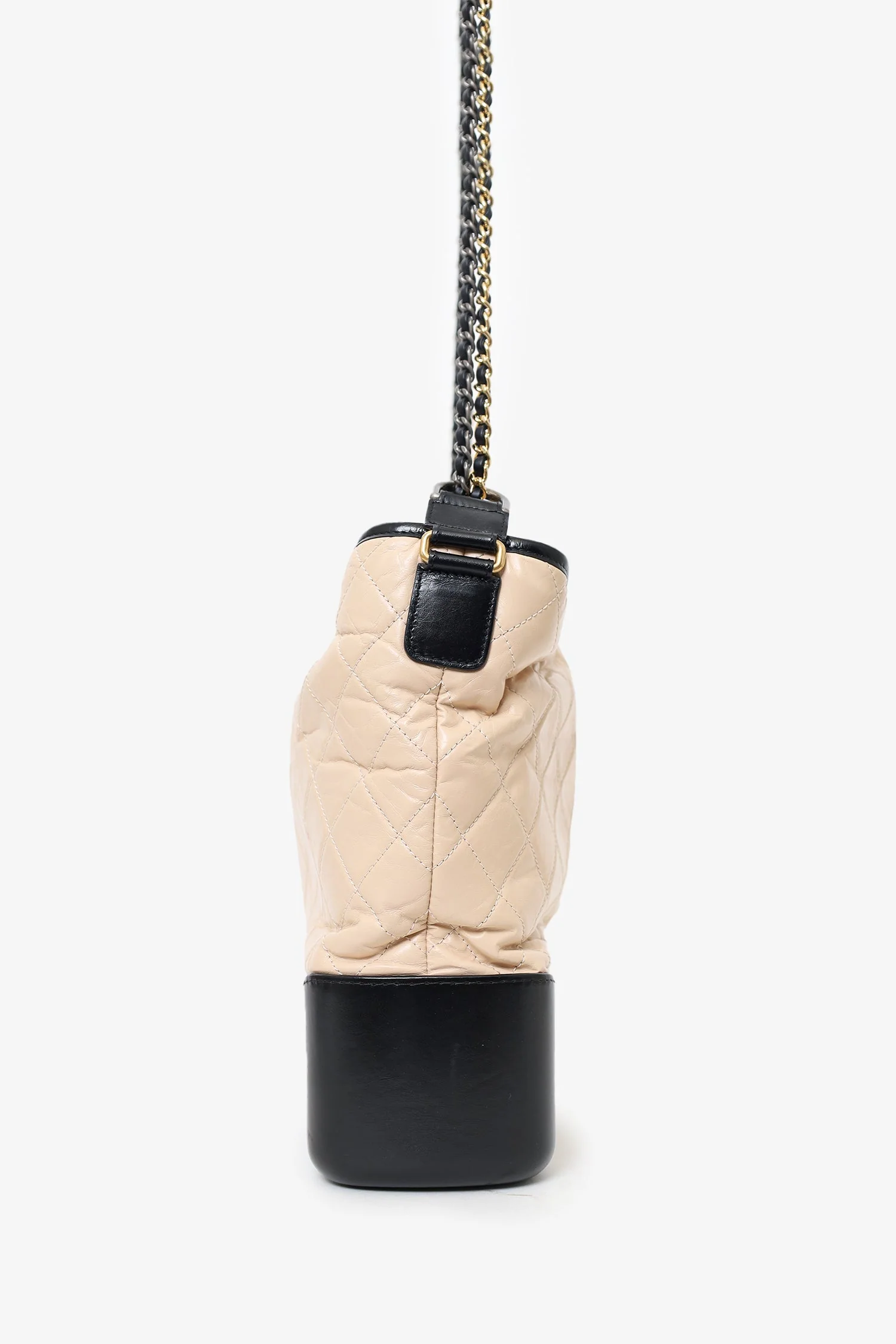 Pre-Loved Chanel™ Beige/Black Medium 'Gabrielle' Multichain Hobo Bag - Image 6