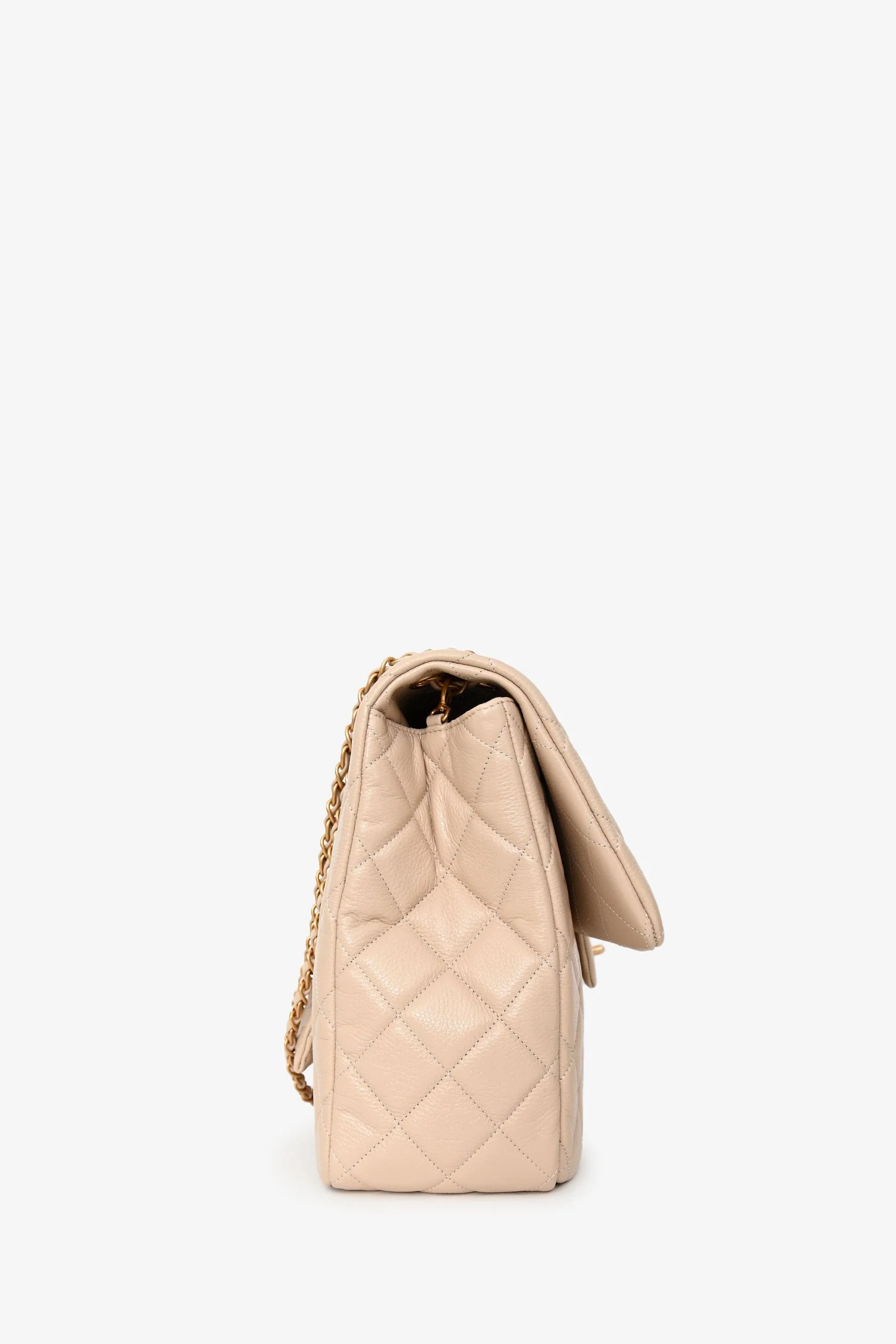 Pre-Loved Chanel™ Beige Calfskin Leather Airline XXL Single Flap Bag - Image 3