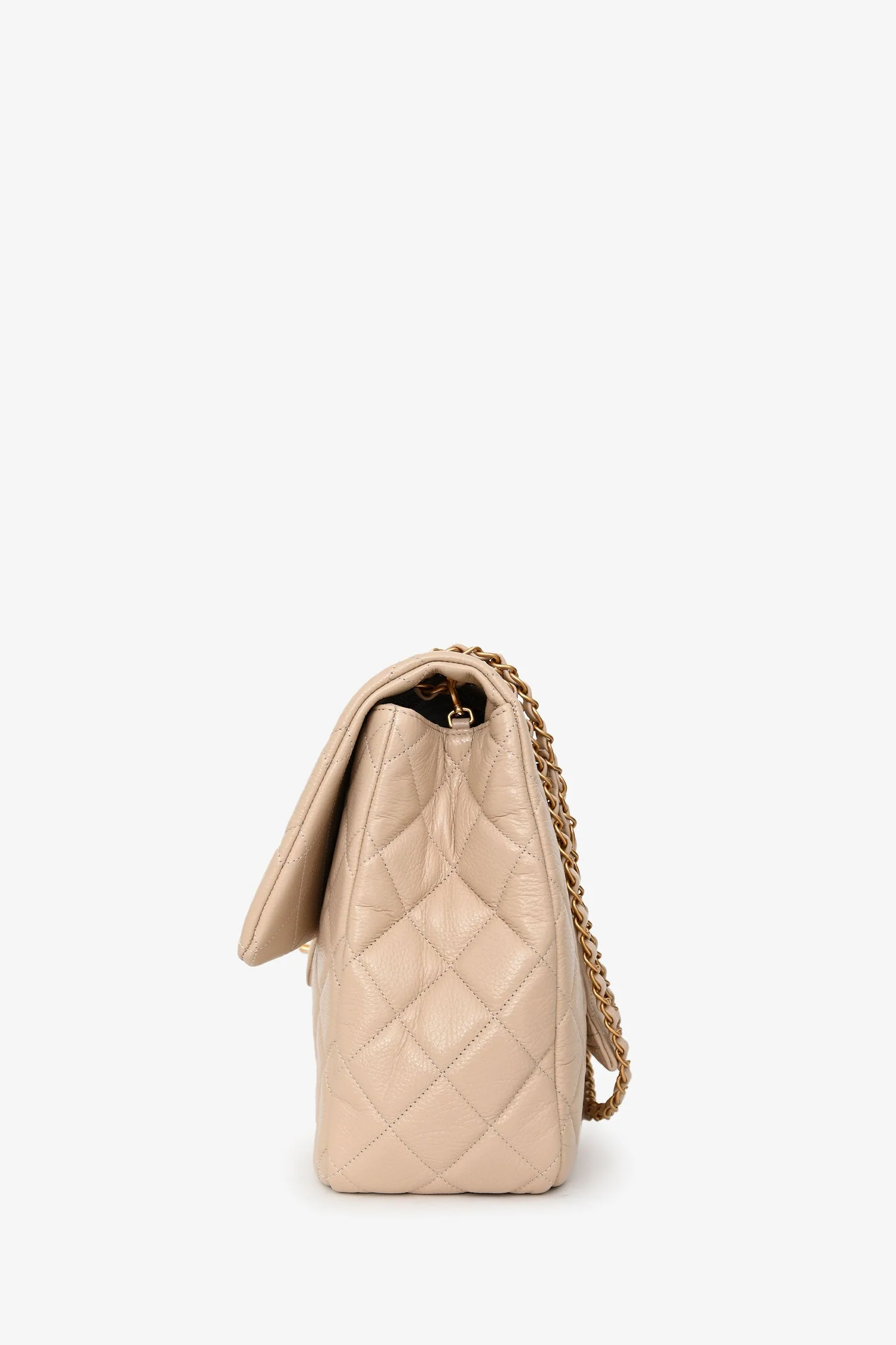 Pre-Loved Chanel™ Beige Calfskin Leather Airline XXL Single Flap Bag - Image 4