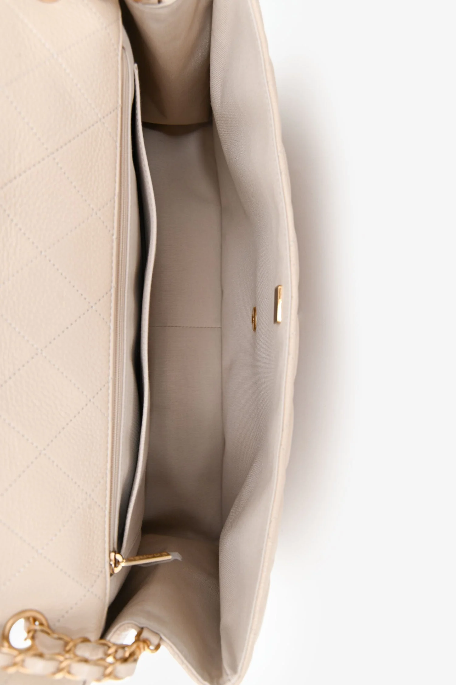 Pre-Loved Chanel™ Beige Calfskin Leather Airline XXL Single Flap Bag - Image 6