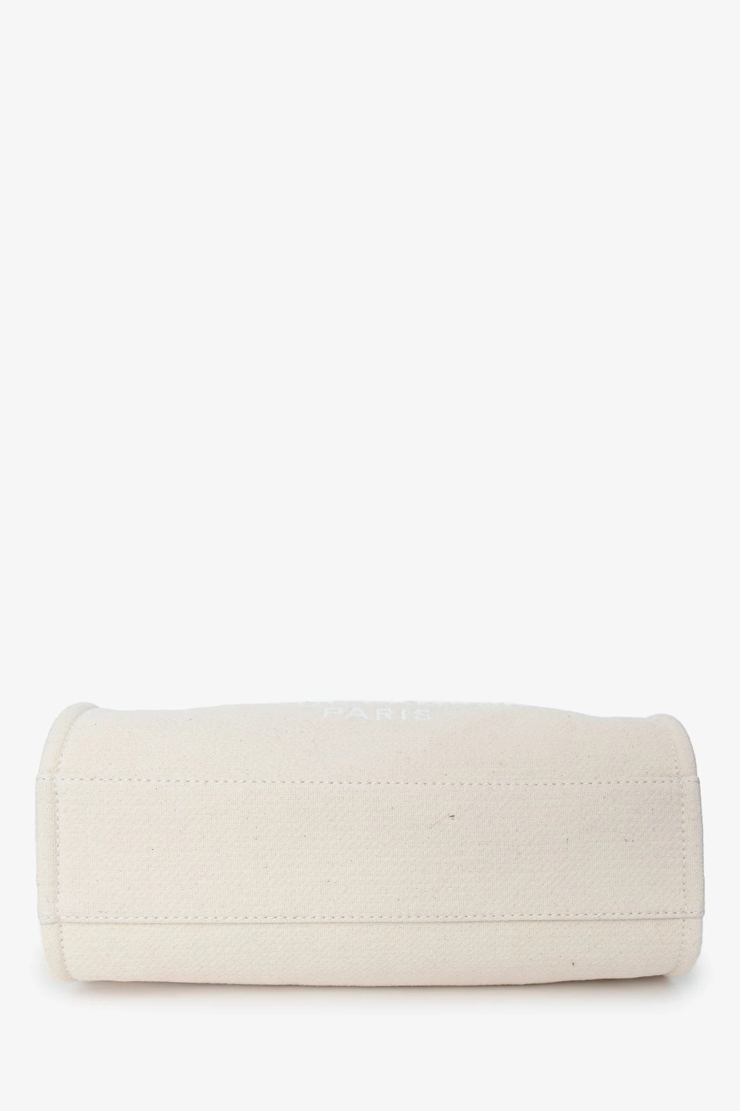 Pre-Loved Chanel™ Beige Canvas Small Deauville Shopping Tote with Pouch - Image 5