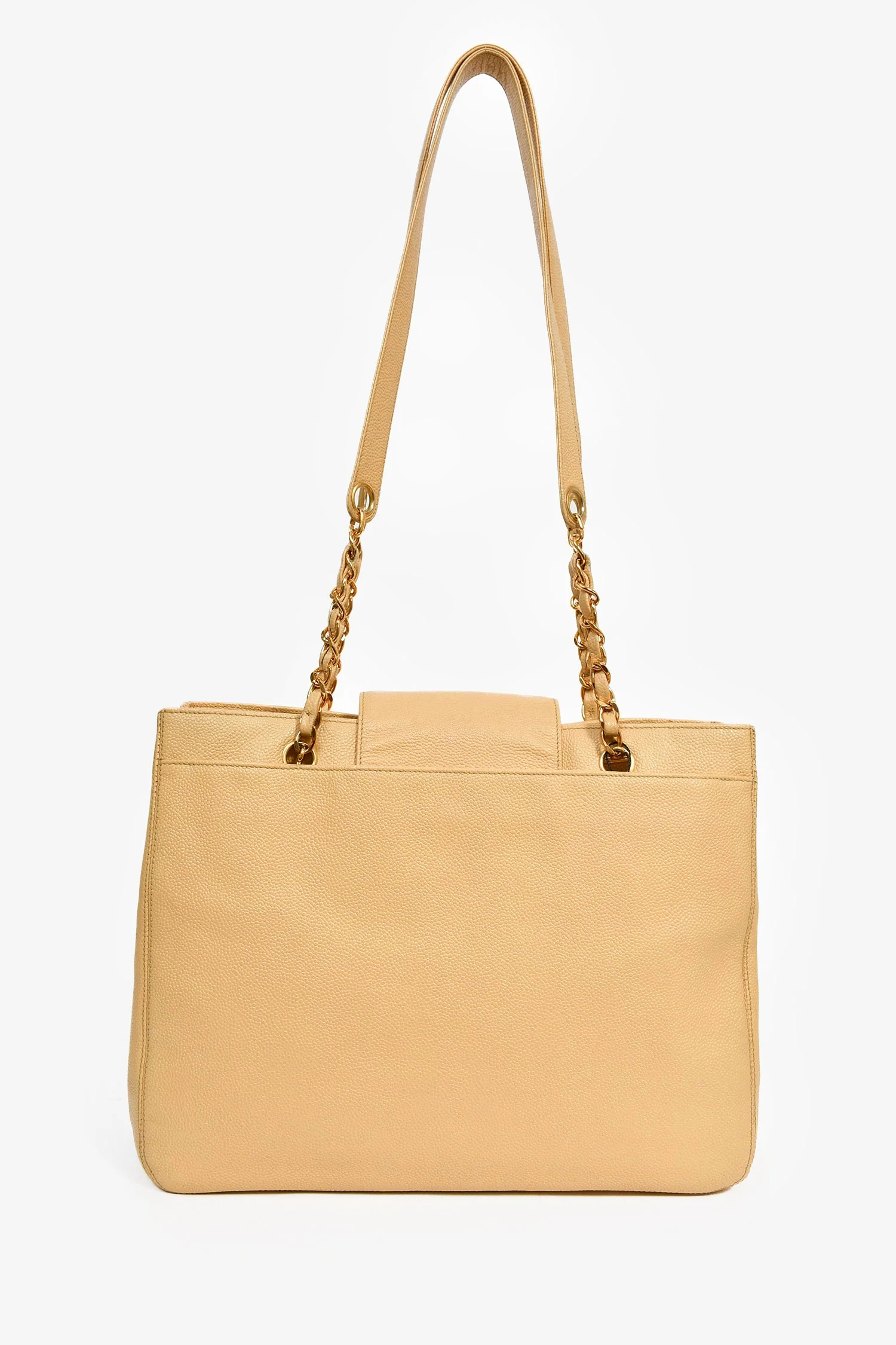 Pre-Loved Chanel™ Beige Caviar Leather CC Shopper Tote Bag - Image 2