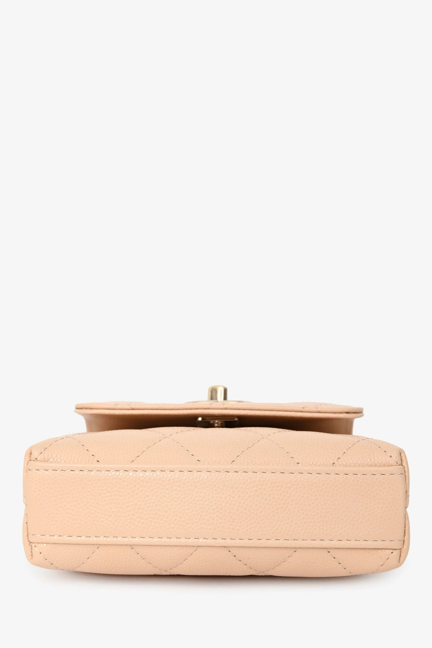 Pre-Loved Chanel™ Beige Caviar Leather Micro Coco Top Handle Bag with Chain - Image 5