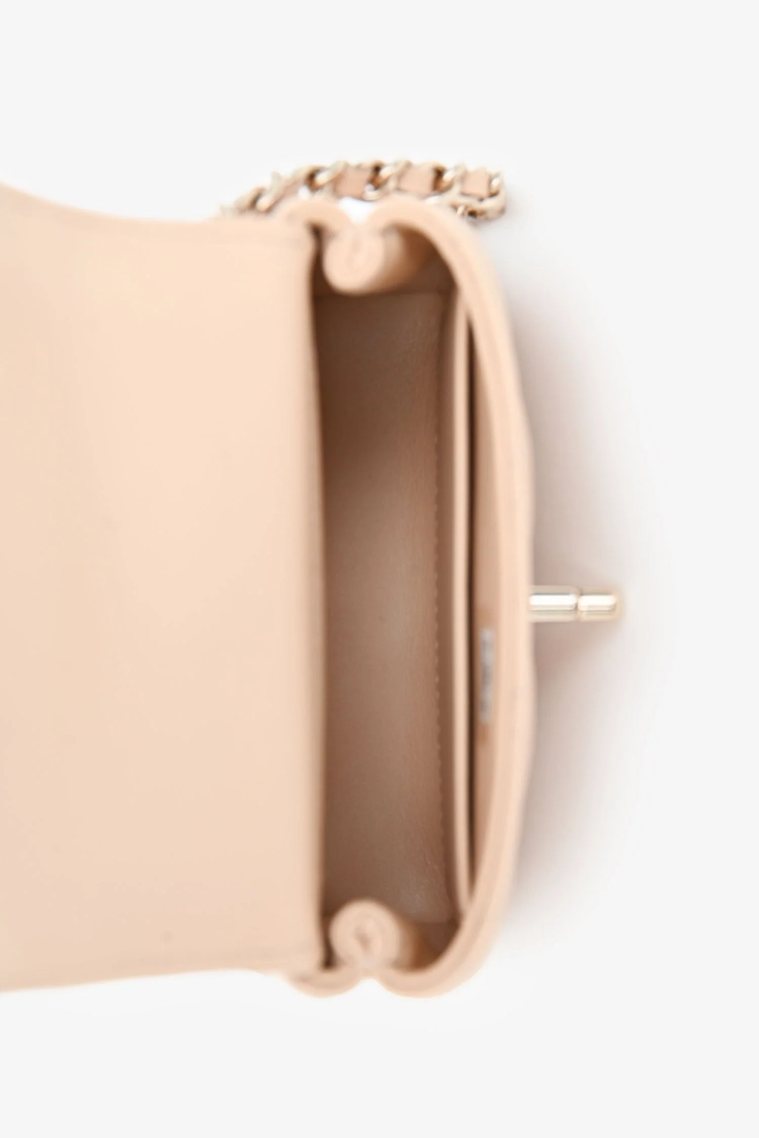 Pre-Loved Chanel™ Beige Caviar Leather Micro Coco Top Handle Bag with Chain - Image 6