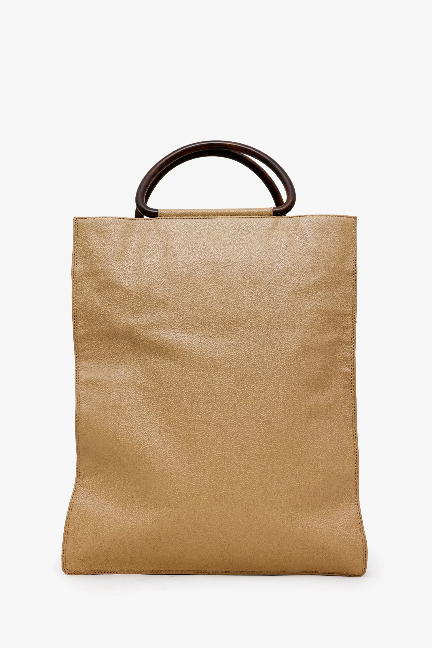 Chanel™ Beige Caviar Leather Wooden Top Handle Bag (Pre-Loved ) - Image 2