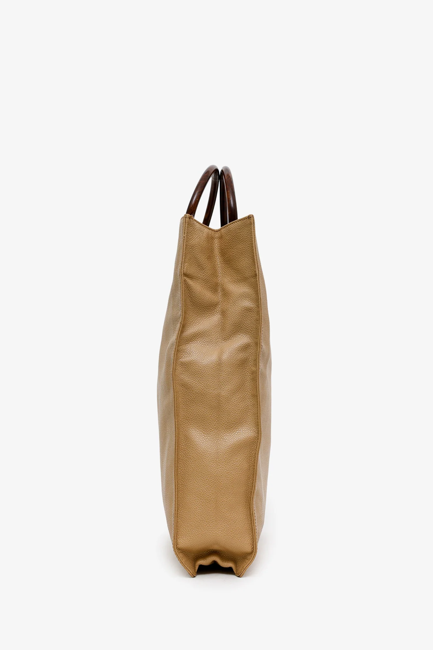 Chanel™ Beige Caviar Leather Wooden Top Handle Bag (Pre-Loved ) - Image 4