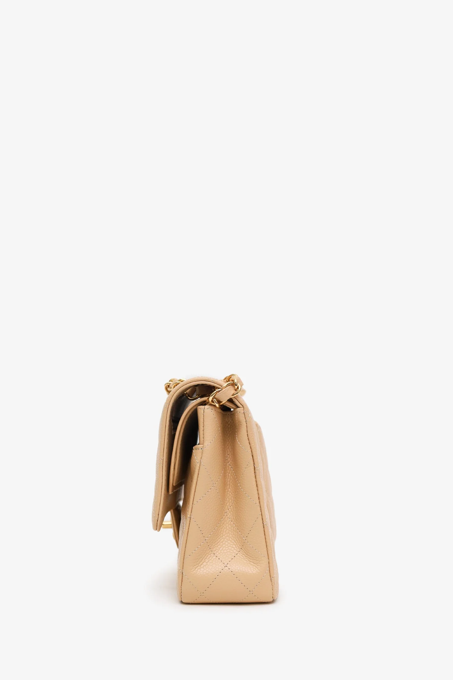 Pre-Loved Chanel™ Beige Caviar Medium Classic Double Flap Bag - Image 3