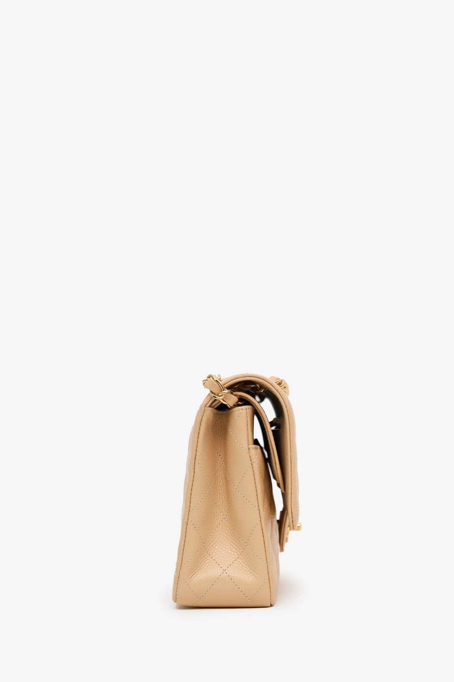 Pre-Loved Chanel™ Beige Caviar Medium Classic Double Flap Bag - Image 4