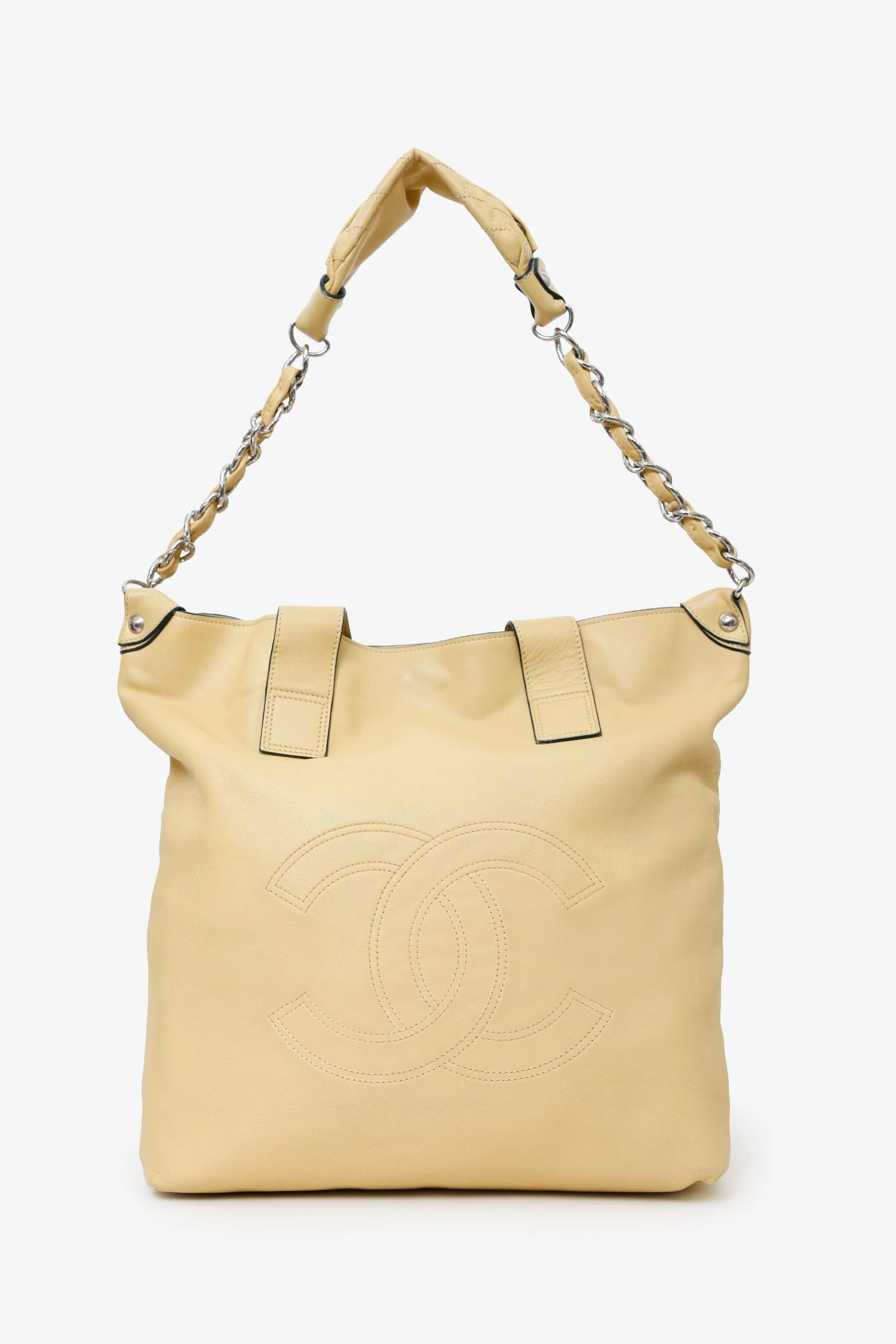 Pre-Loved Chanel™ Beige Lambskin Large Edgy Tote Bag - Image 5